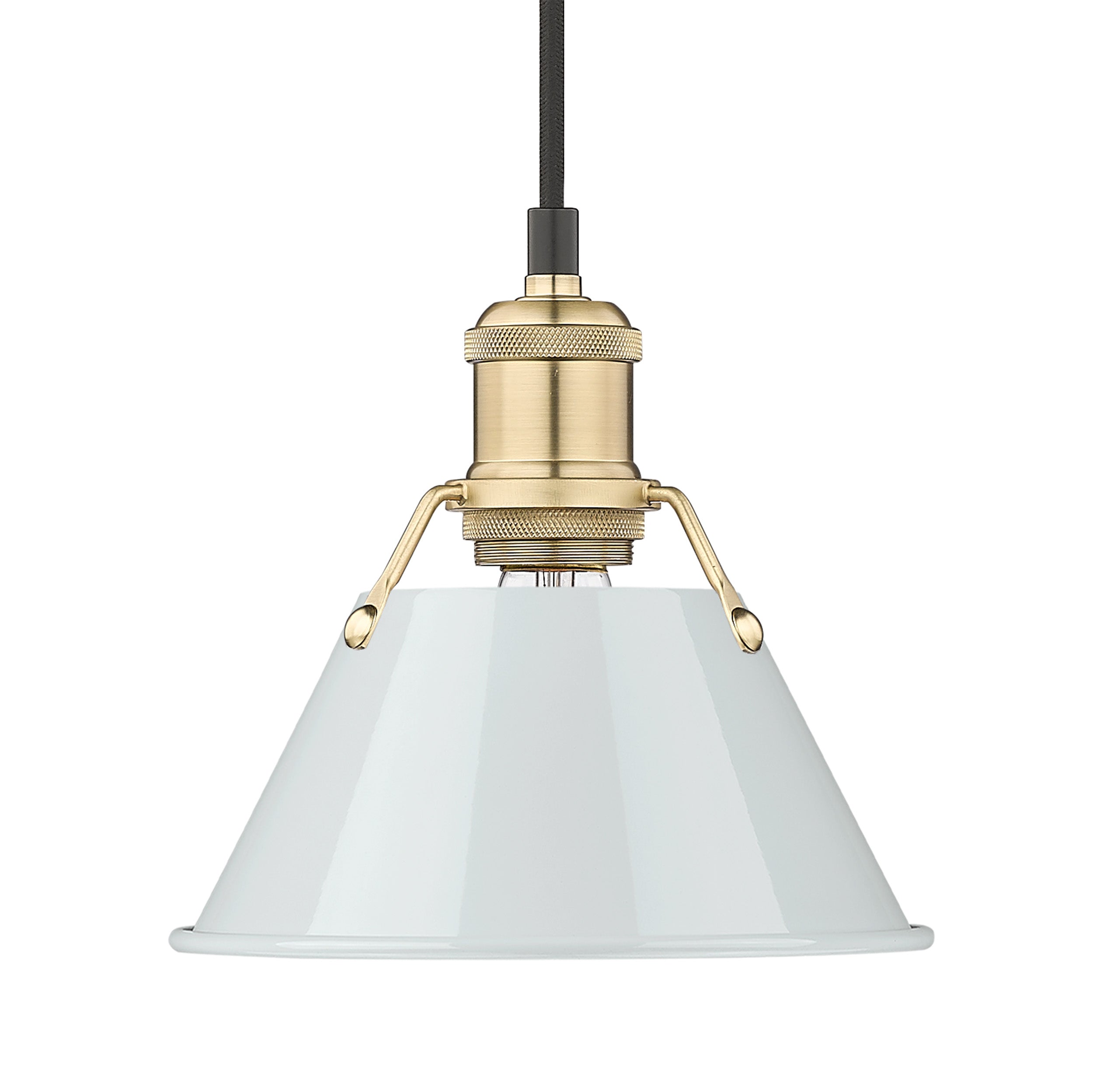 Yep by Golden Lighting Orwell 1-light 8in Pendant in Brushed Champagne Brass and Dusky Blue shade - - Golden Lighting