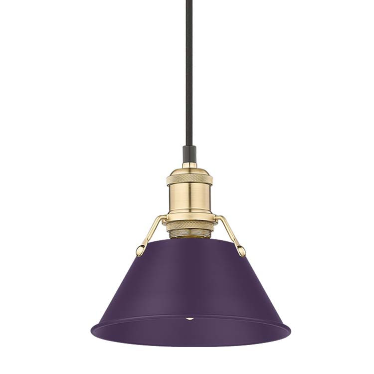 Yep by Golden Lighting Orwell 1-light 8in Pendant in Brushed Champagne Brass and Exotic Purple shade