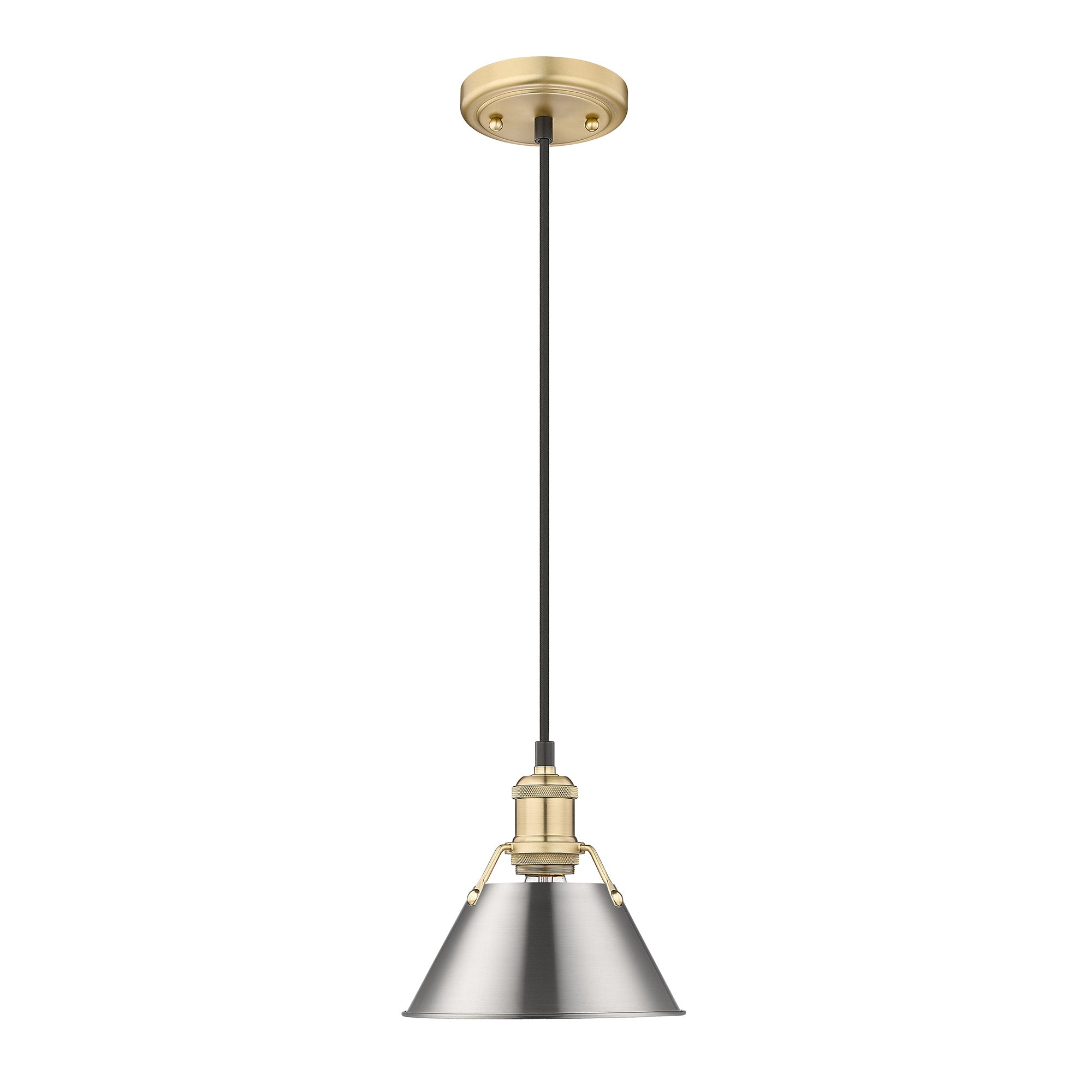 Yep by Golden Lighting Orwell 1-light 8in Pendant in Brushed Champagne Brass and Pewter shade - - Golden Lighting