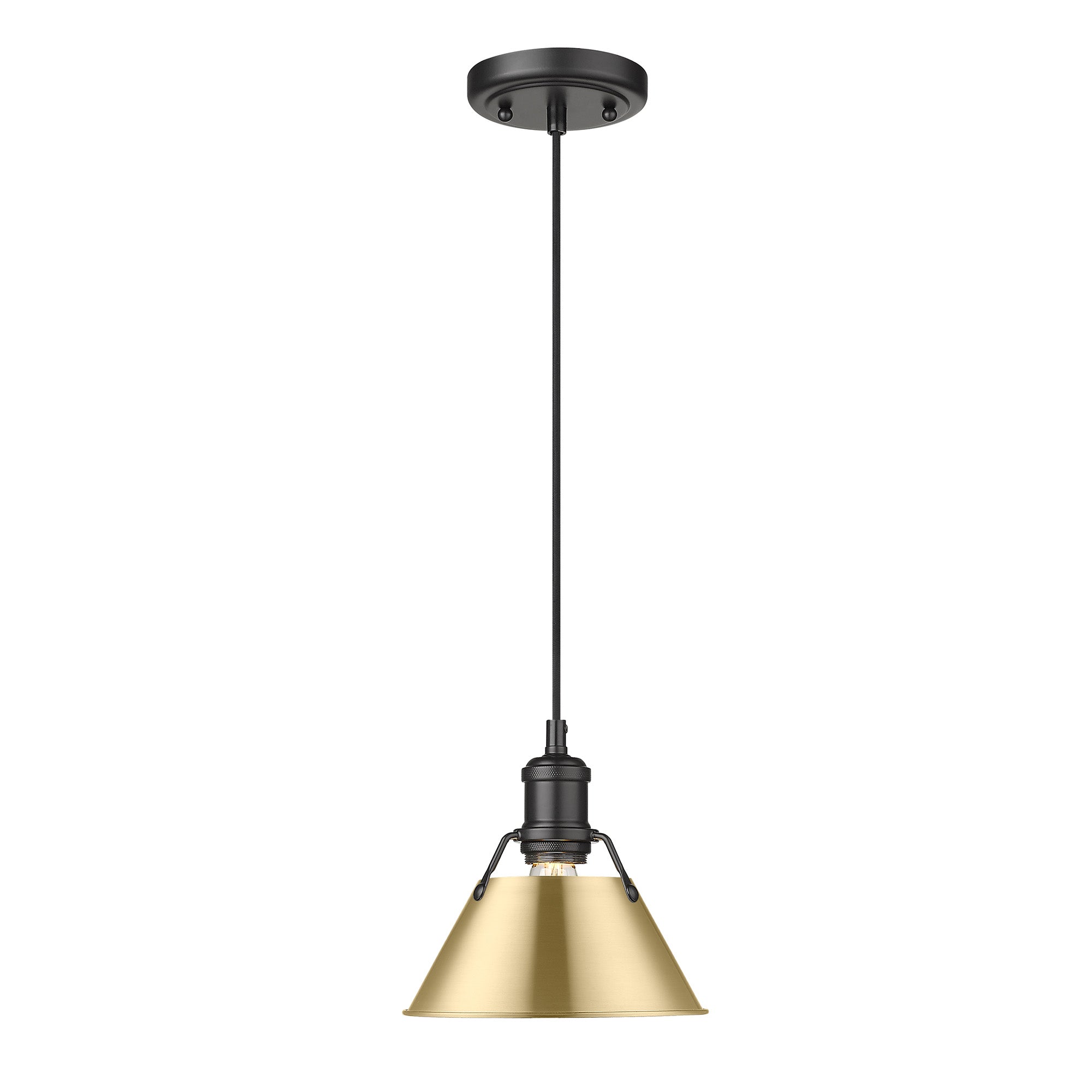Yep by Golden Lighting Orwell 1-light 8in Pendant in Matte Black and Brushed Champagne Brass shade - - Golden Lighting
