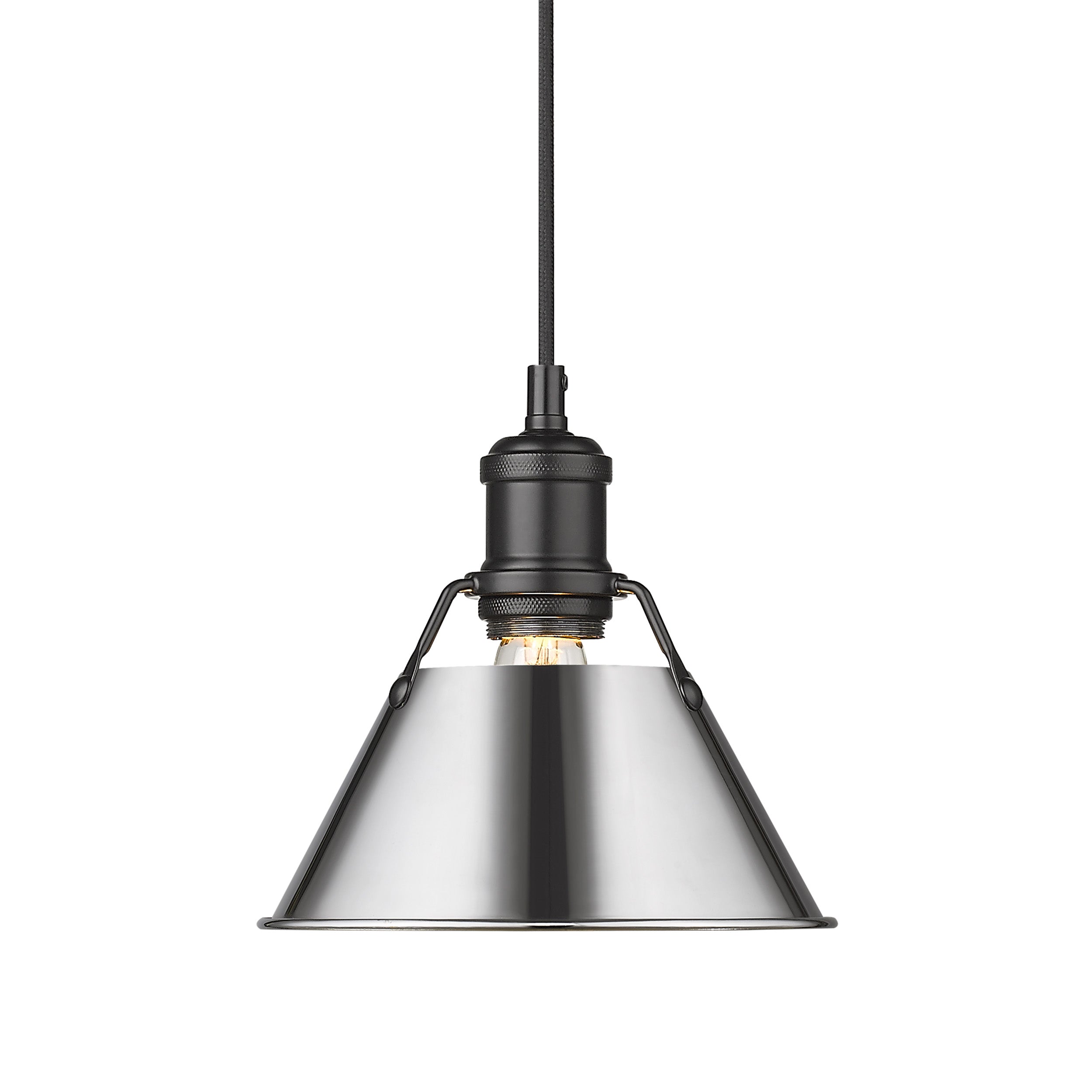 Yep by Golden Lighting Orwell 1-light 8in Pendant in Matte Black and Chrome shade - - Golden Lighting