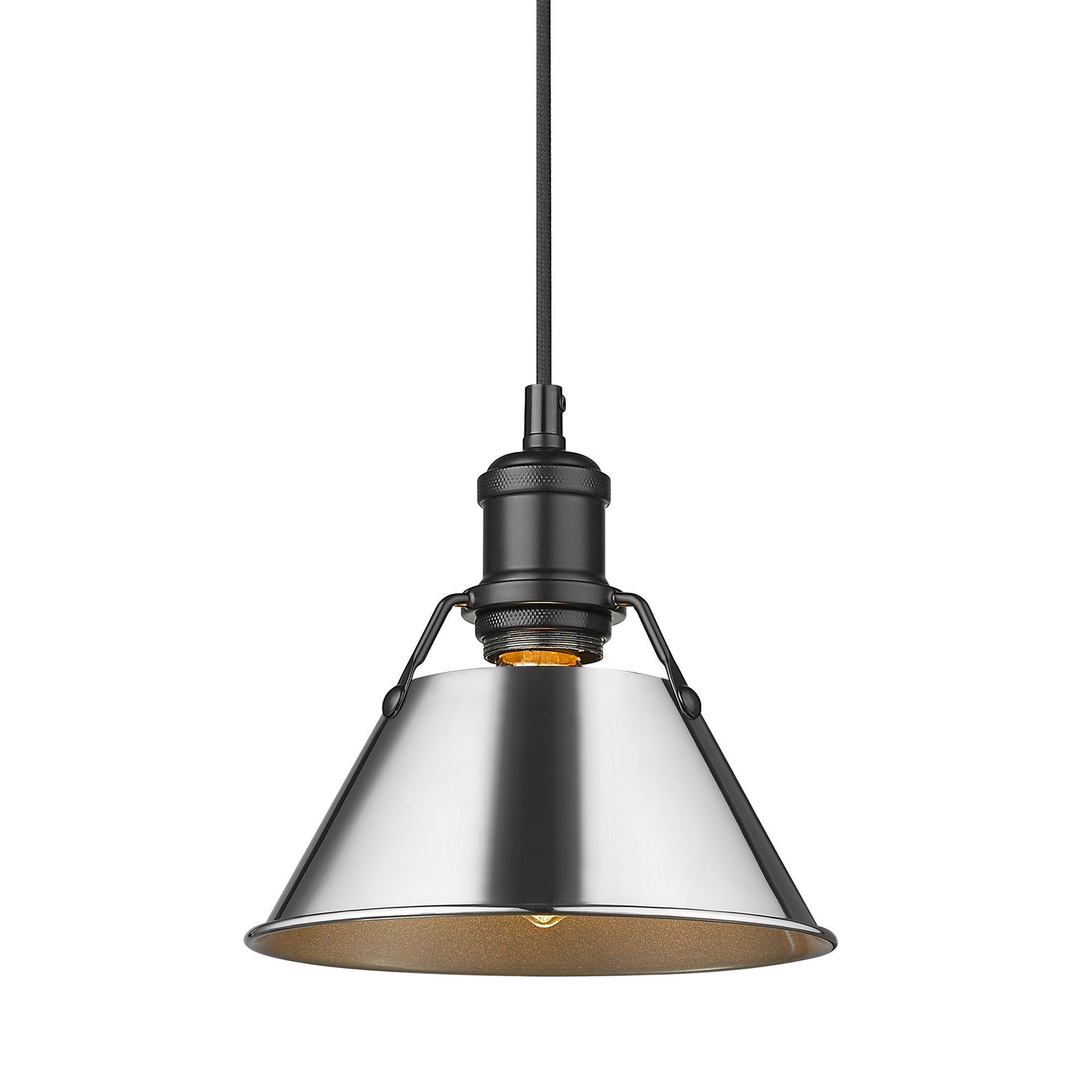 Orwell 7.5" Wide Small Pendant in Matte Black with Chrome - Default Title - Golden Lighting