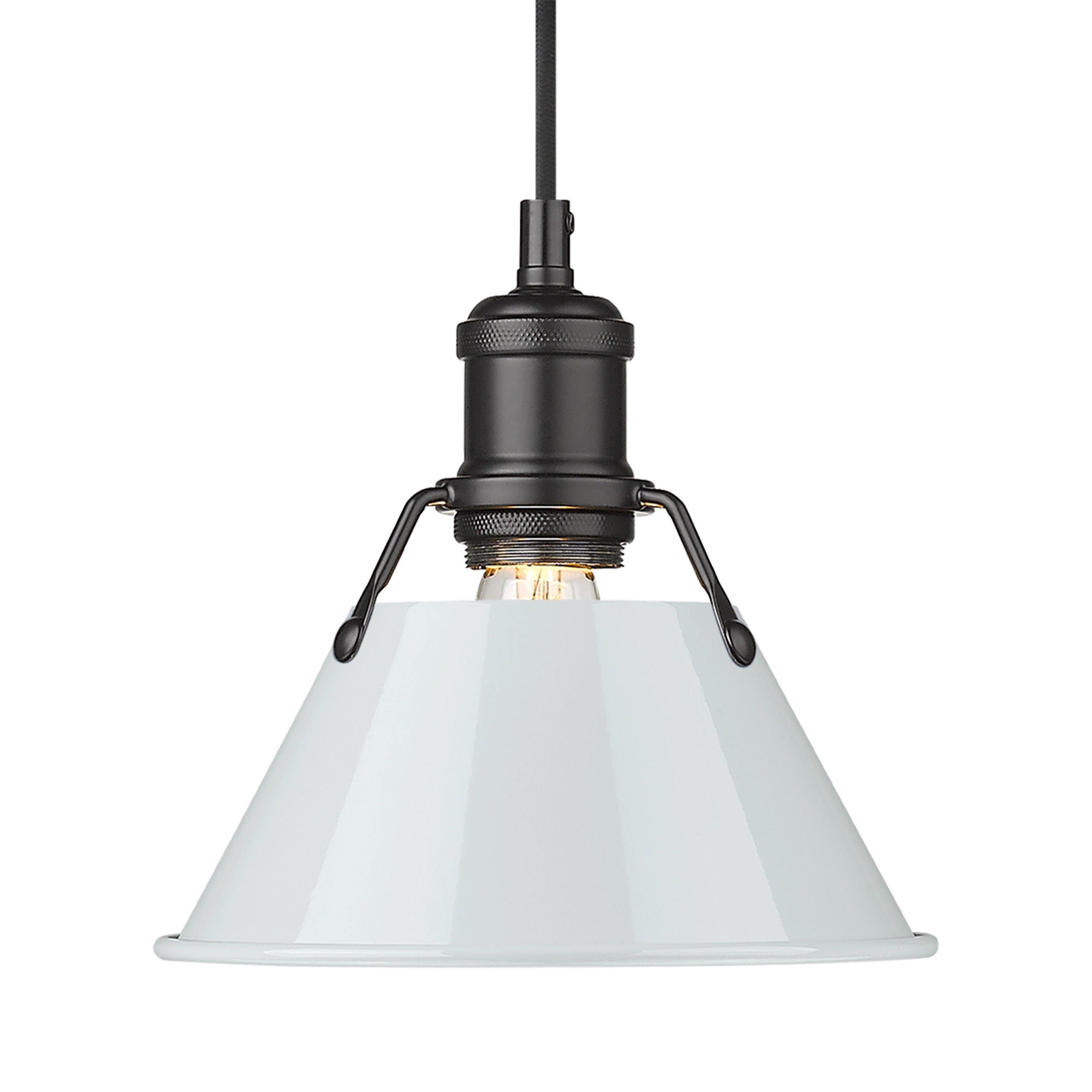 Yep by Golden Lighting Orwell 1-light 8in Pendant in Matte Black and Dusky Blue shade - - Golden Lighting
