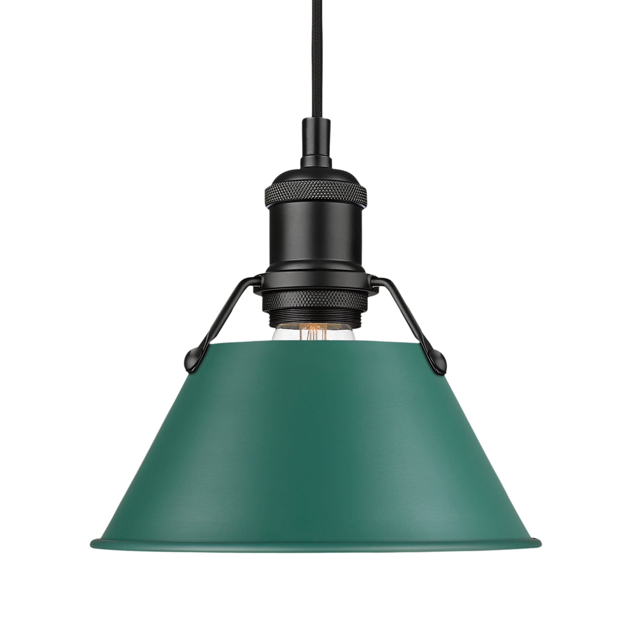 Yep by Golden Lighting Orwell 1-light 8in Pendant in Matte Black and Pine Green shade - - Golden Lighting