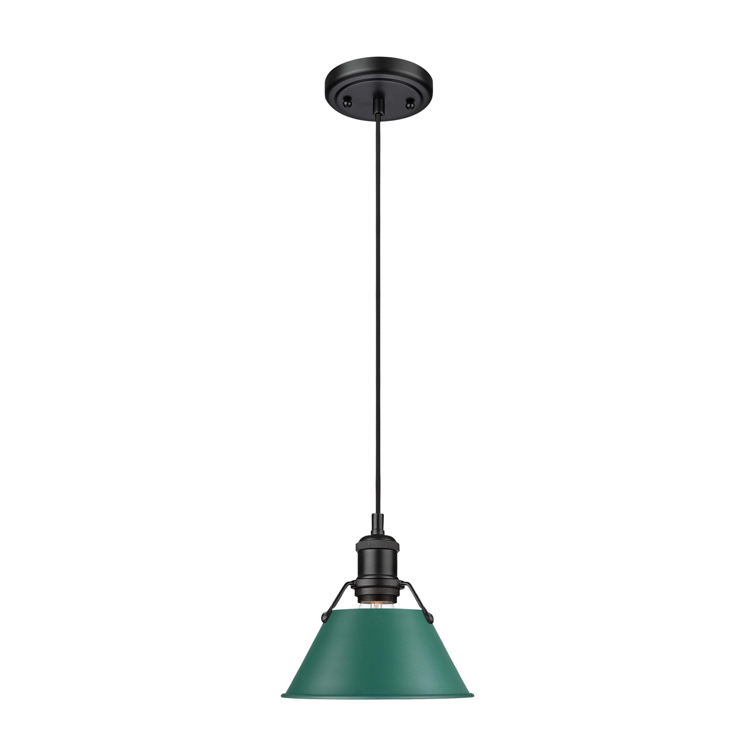 Yep by Golden Lighting Orwell 1-light 8in Pendant in Matte Black and Pine Green shade