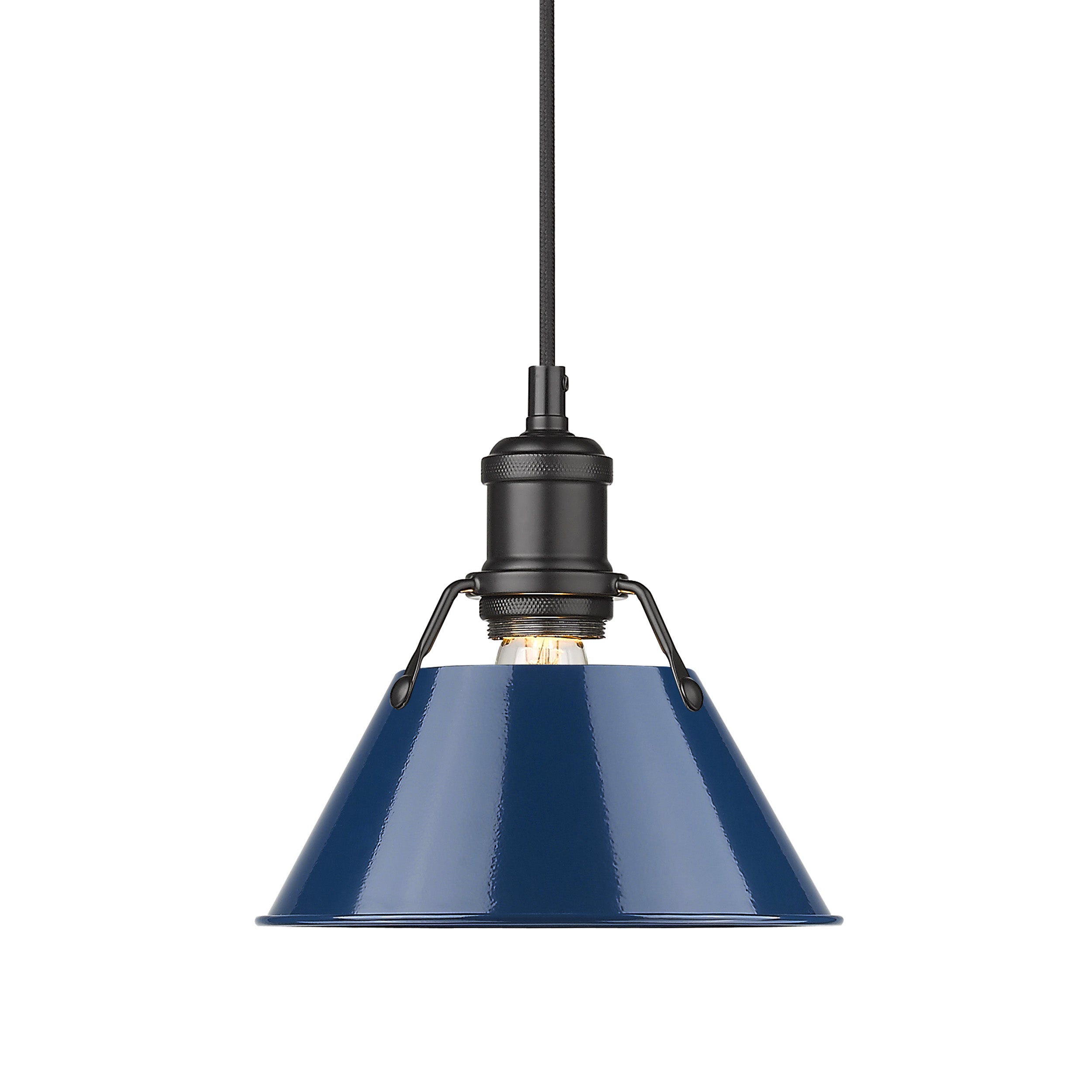 Yep by Golden Lighting Orwell 1-light 8in Pendant in Matte Black and Navy Blue shade - - Golden Lighting