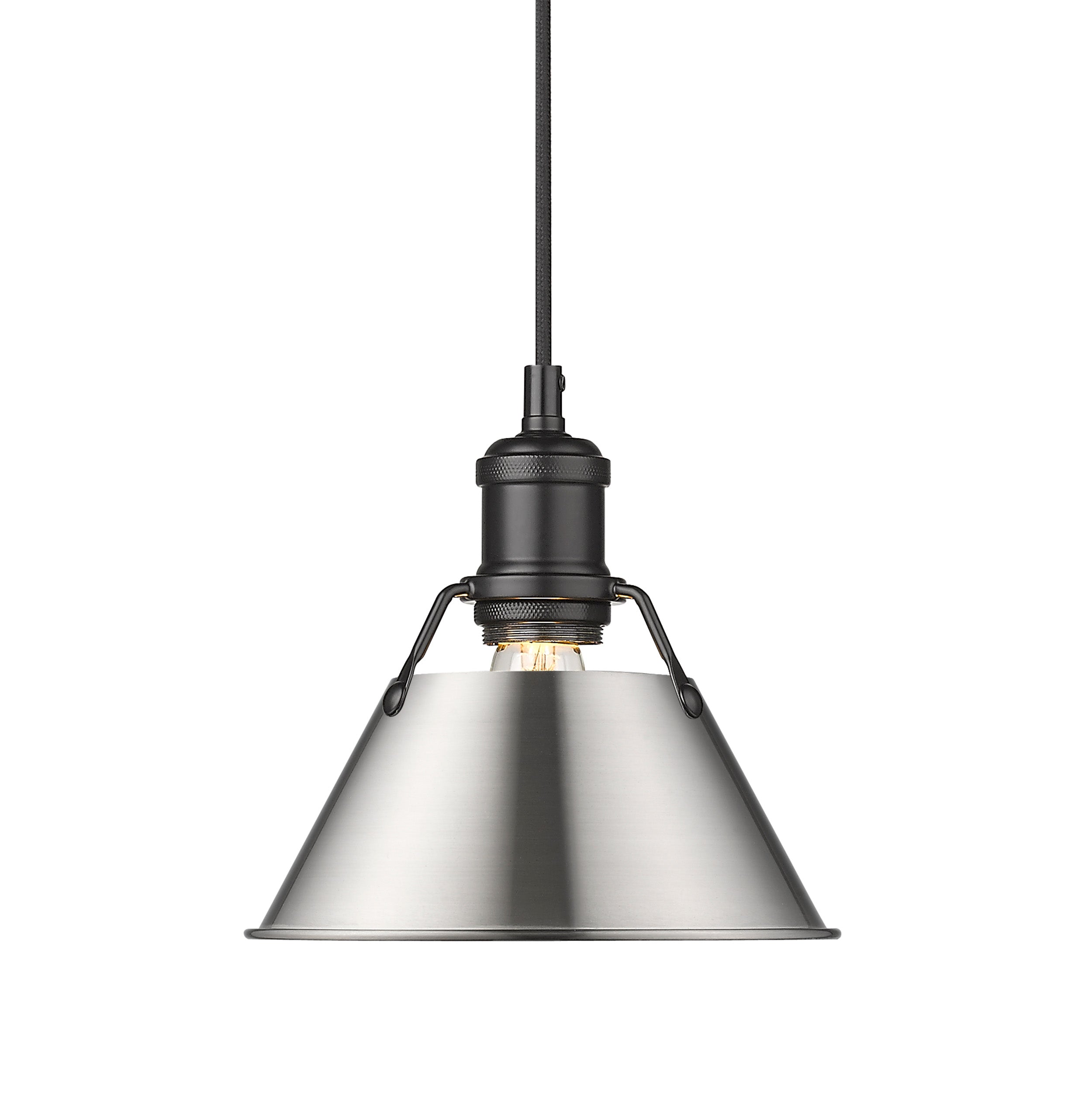 Yep by Golden Lighting Orwell 1-light 8in Pendant in Matte Black and Pewter shade - - Golden Lighting