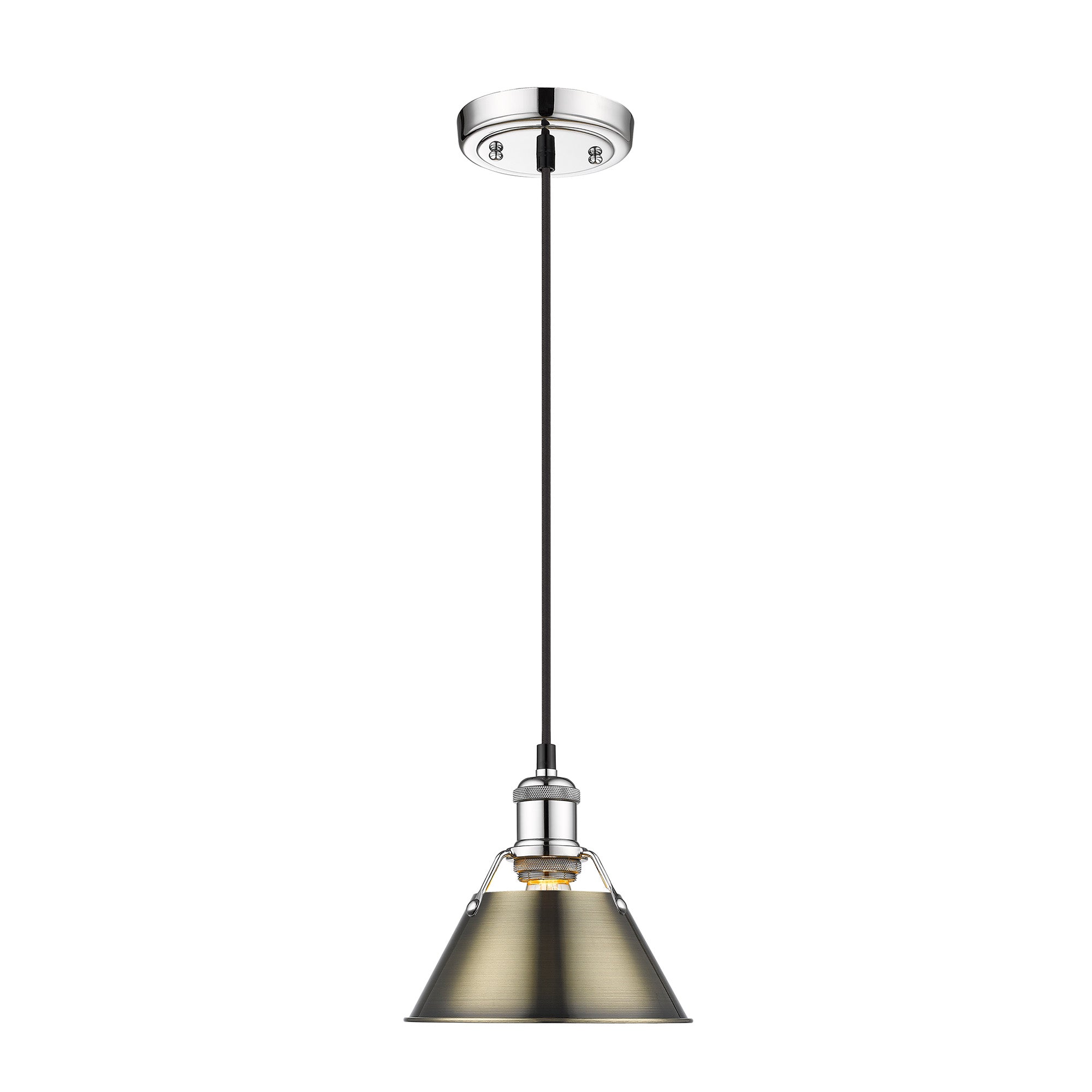 Yep by Golden Lighting Orwell 1-light 8in Pendant in Chrome and Aged Brass shade - - Golden Lighting