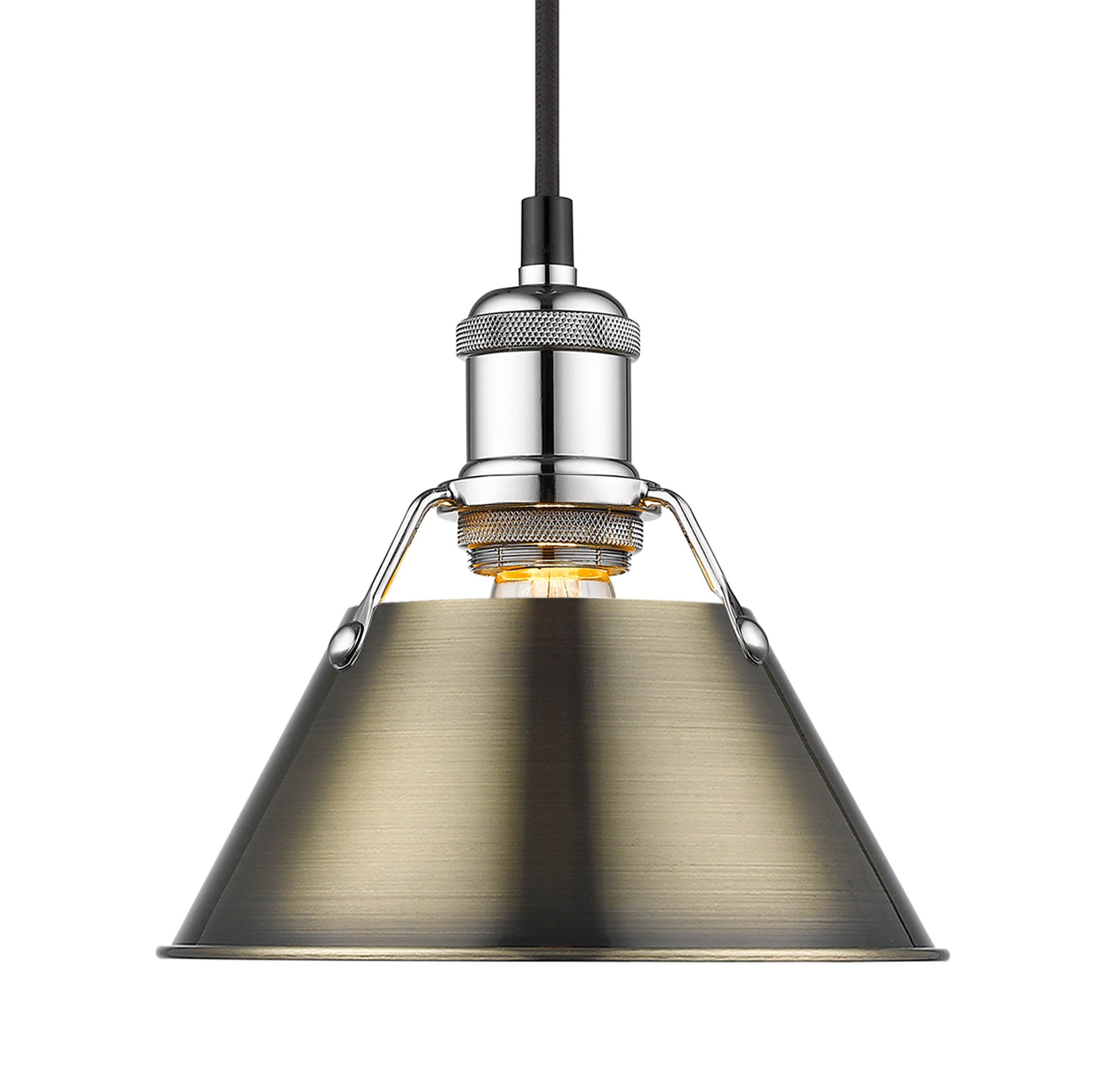 Yep by Golden Lighting Orwell 1-light 8in Pendant in Chrome and Aged Brass shade