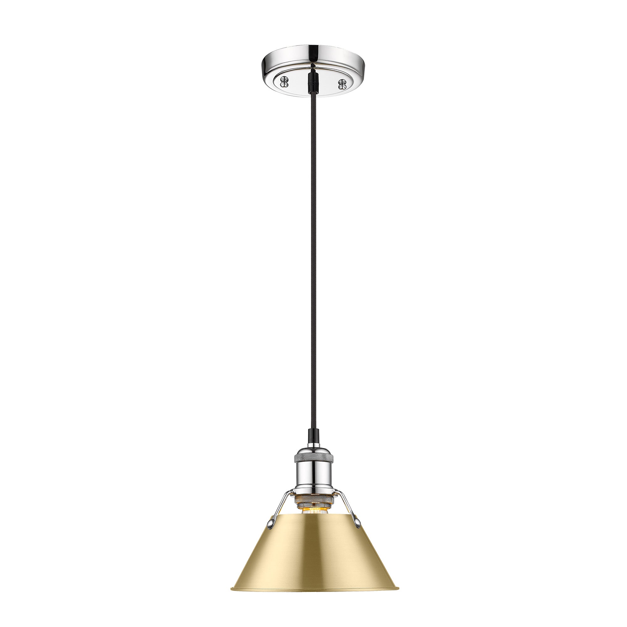 Yep by Golden Lighting Orwell 1-light 8in Pendant in Chrome and Brushed Champagne Brass shade