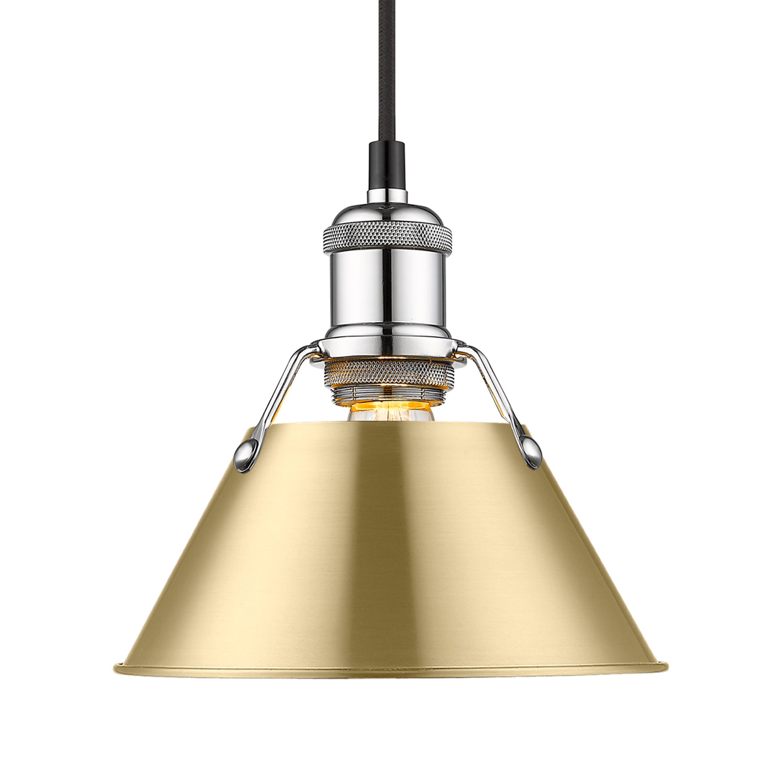 Yep by Golden Lighting Orwell 1-light 8in Pendant in Chrome and Brushed Champagne Brass shade - - Golden Lighting
