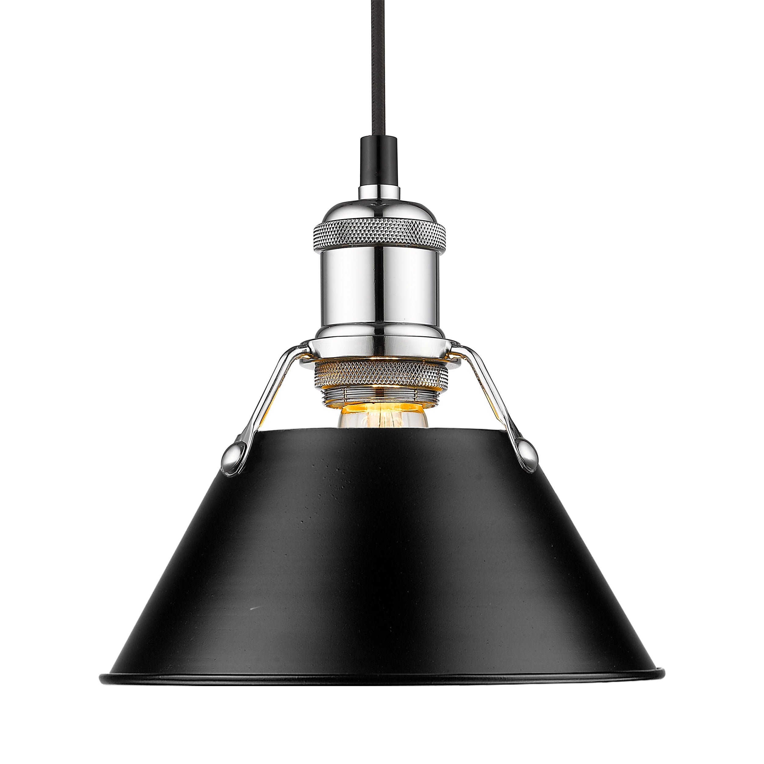 Yep by Golden Lighting Orwell 1-light 8in Pendant in Chrome and Matte Black shade - - Golden Lighting