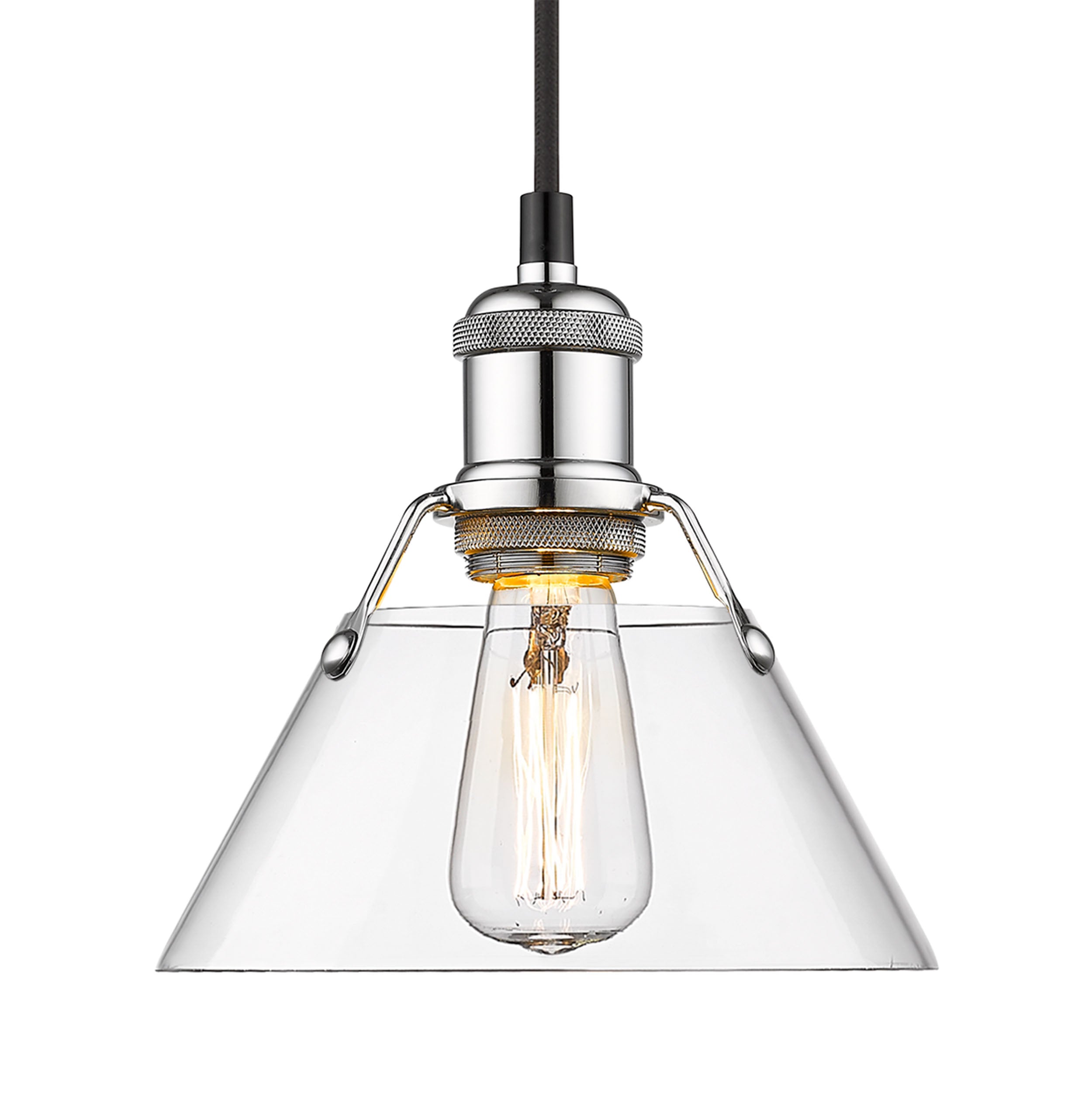 Yep by Golden Lighting Orwell 1-light 8in Pendant in Chrome and Clear Glass - Default Title - Golden Lighting