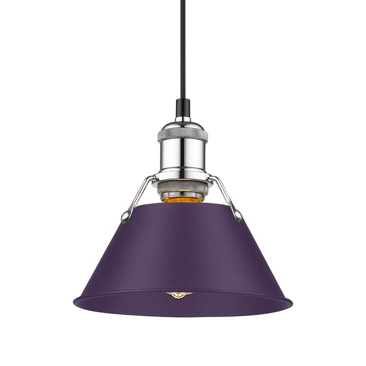 Yep by Golden Lighting Orwell 1-light 8in Pendant in Chrome and Exotic Purple shade - Default Title - Golden Lighting
