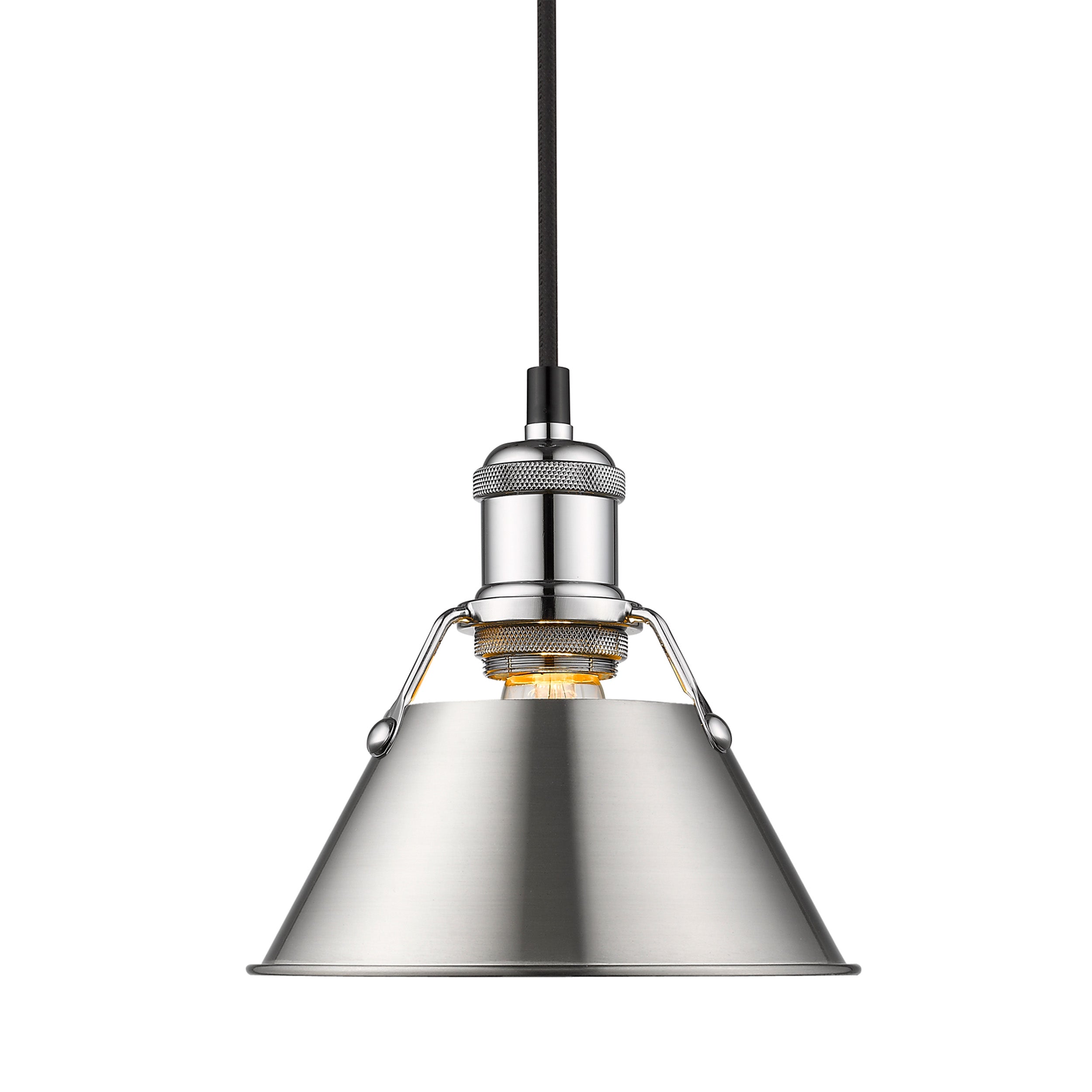 Yep by Golden Lighting Orwell 1-light 8in Pendant in Chrome and Pewter shade - Default Title - Golden Lighting