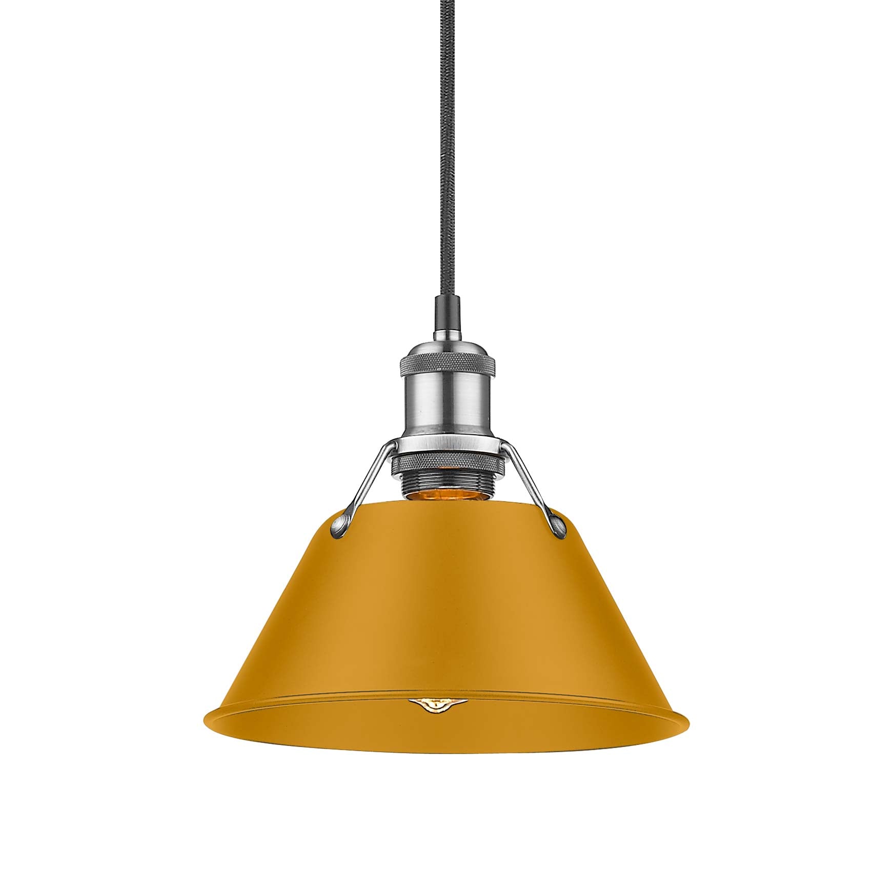 Yep by Golden Lighting Orwell 1-light 8in Pendant in Pewter and Auric Yellow shade