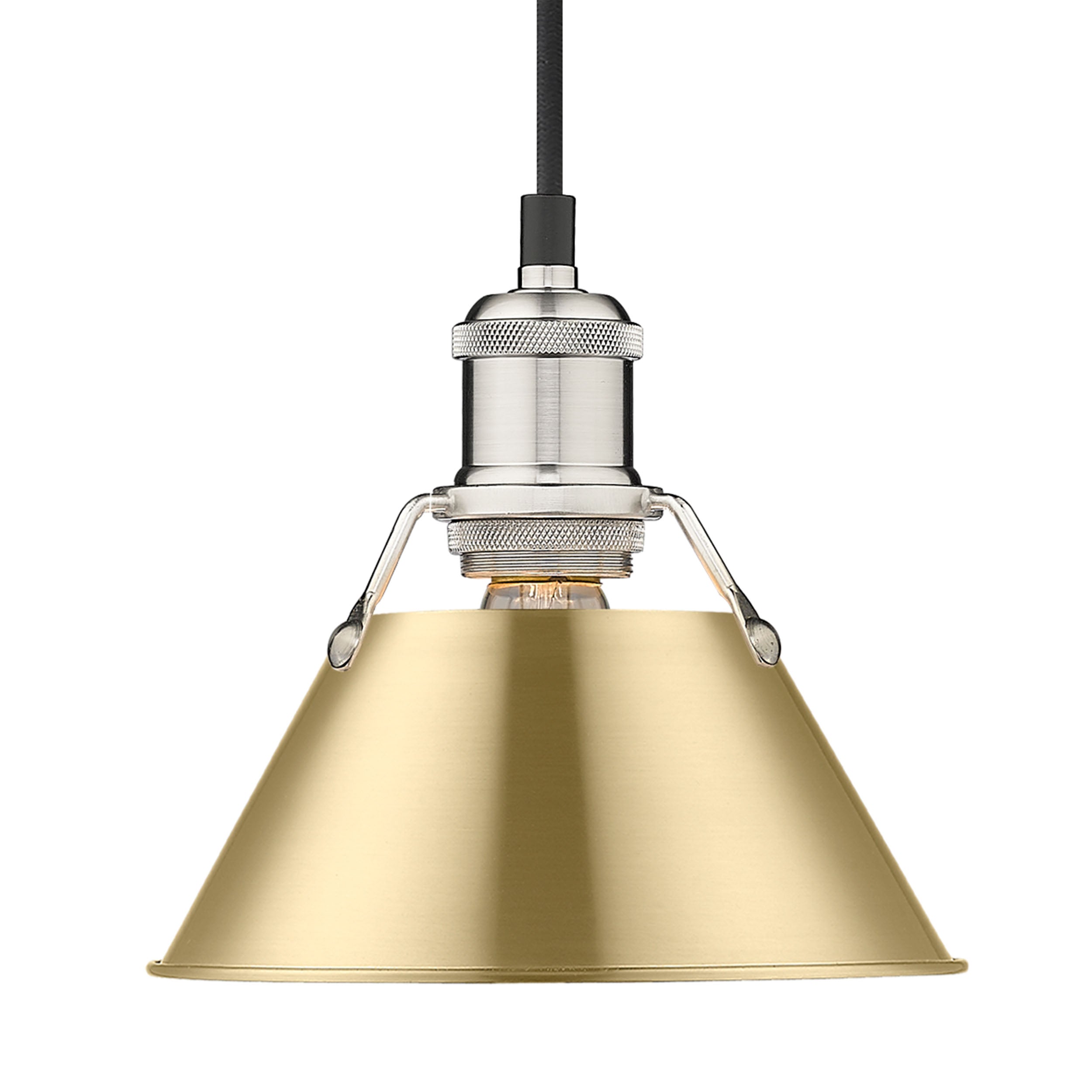 Yep by Golden Lighting Orwell 1-light 8in Pendant in Pewter and Brushed Champagne Brass shade - - Golden Lighting