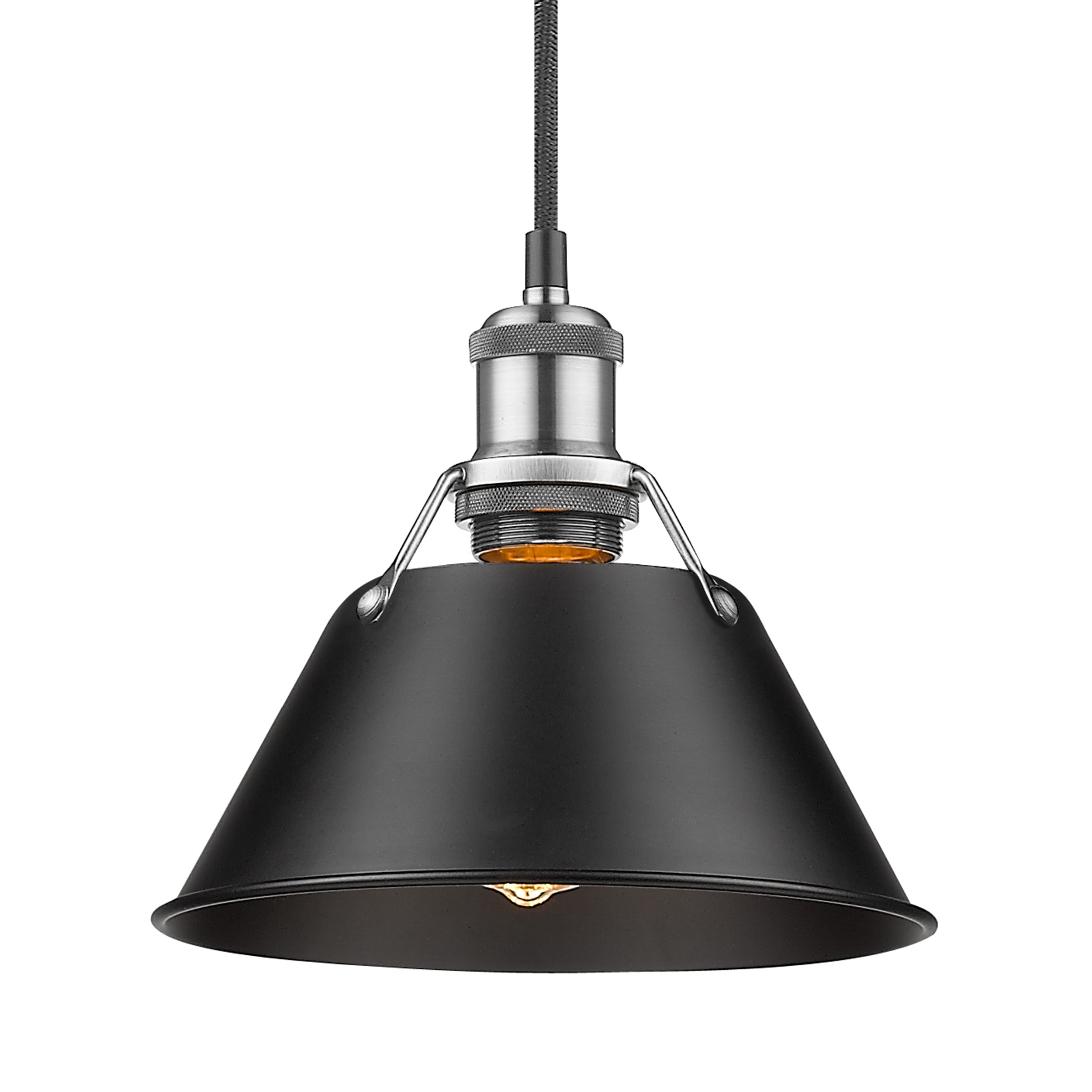Yep by Golden Lighting Orwell 1-light 8in Pendant in Pewter and Matte Black shade - - Golden Lighting