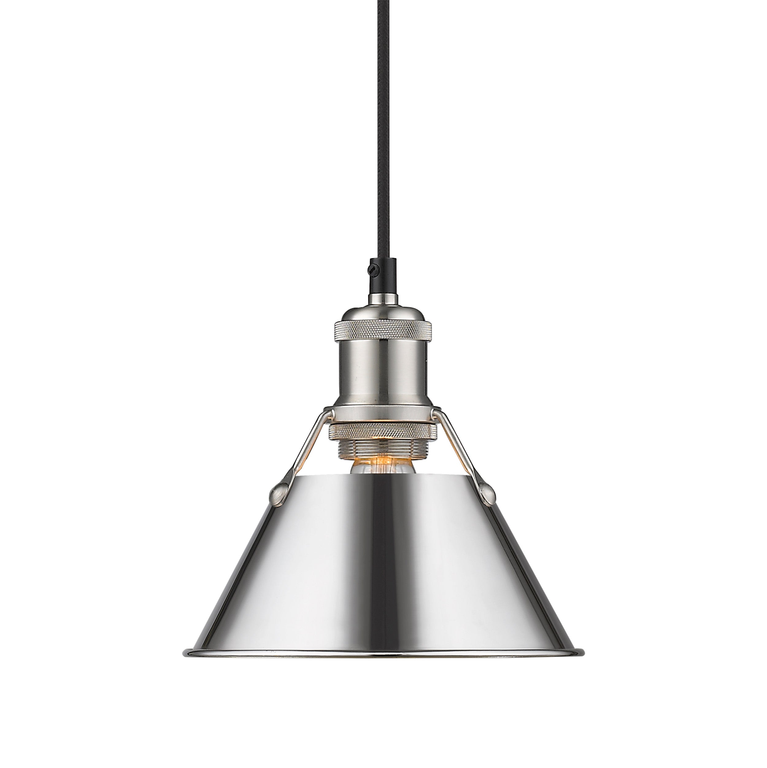 Yep by Golden Lighting Orwell 1-light 8in Pendant in Pewter and Chrome shade