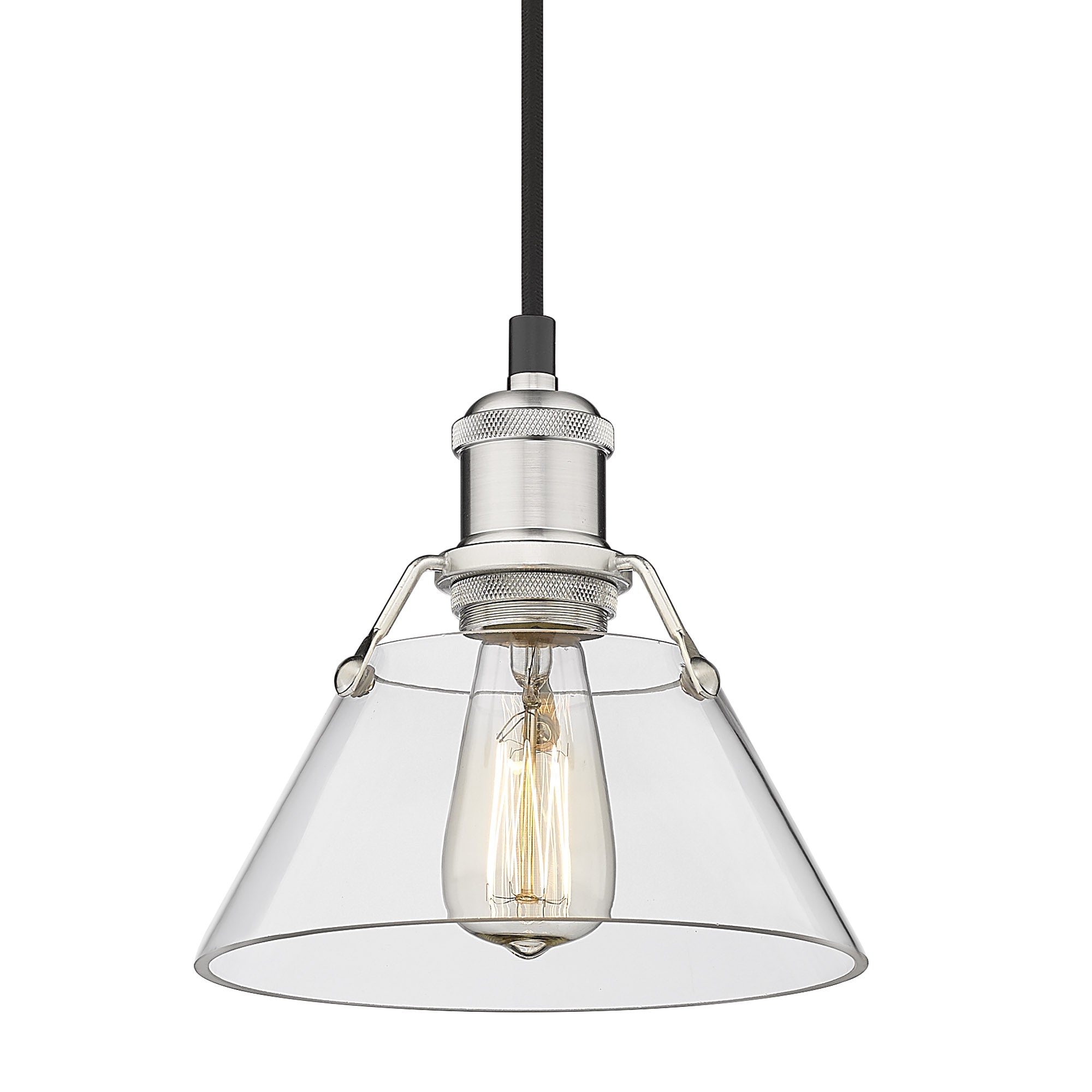 Yep by Golden Lighting Orwell 1-light 8in Pendant in Pewter and Clear Glass - Default Title - Golden Lighting