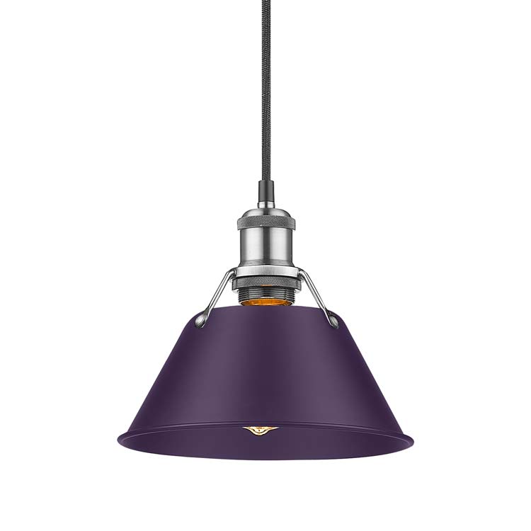 Yep by Golden Lighting Orwell 1-light 8in Pendant in Pewter and Exotic Purple shade