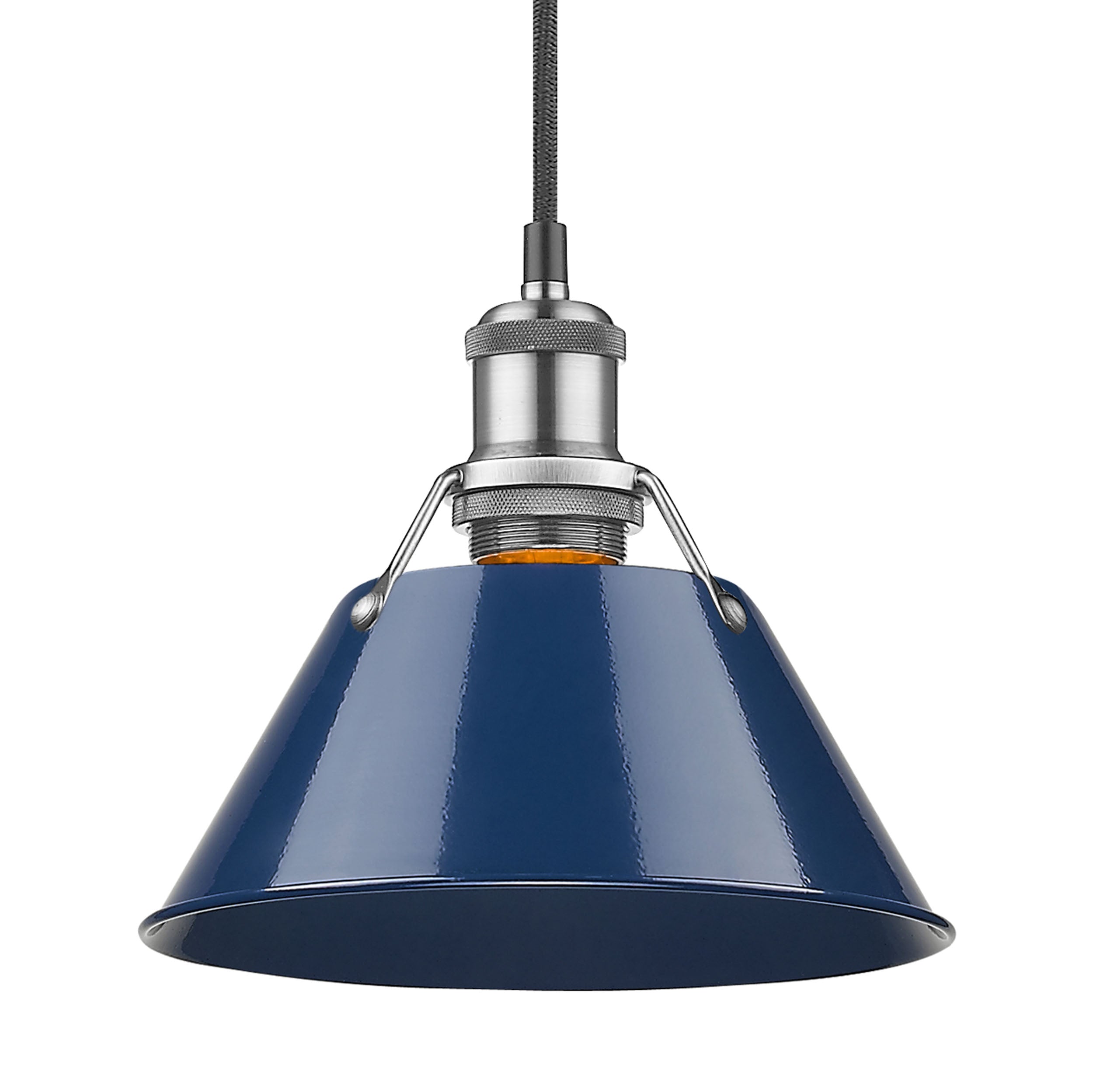 Yep by Golden Lighting Orwell 1-light 8in Pendant in Pewter and Navy Blue shade - Default Title - Golden Lighting