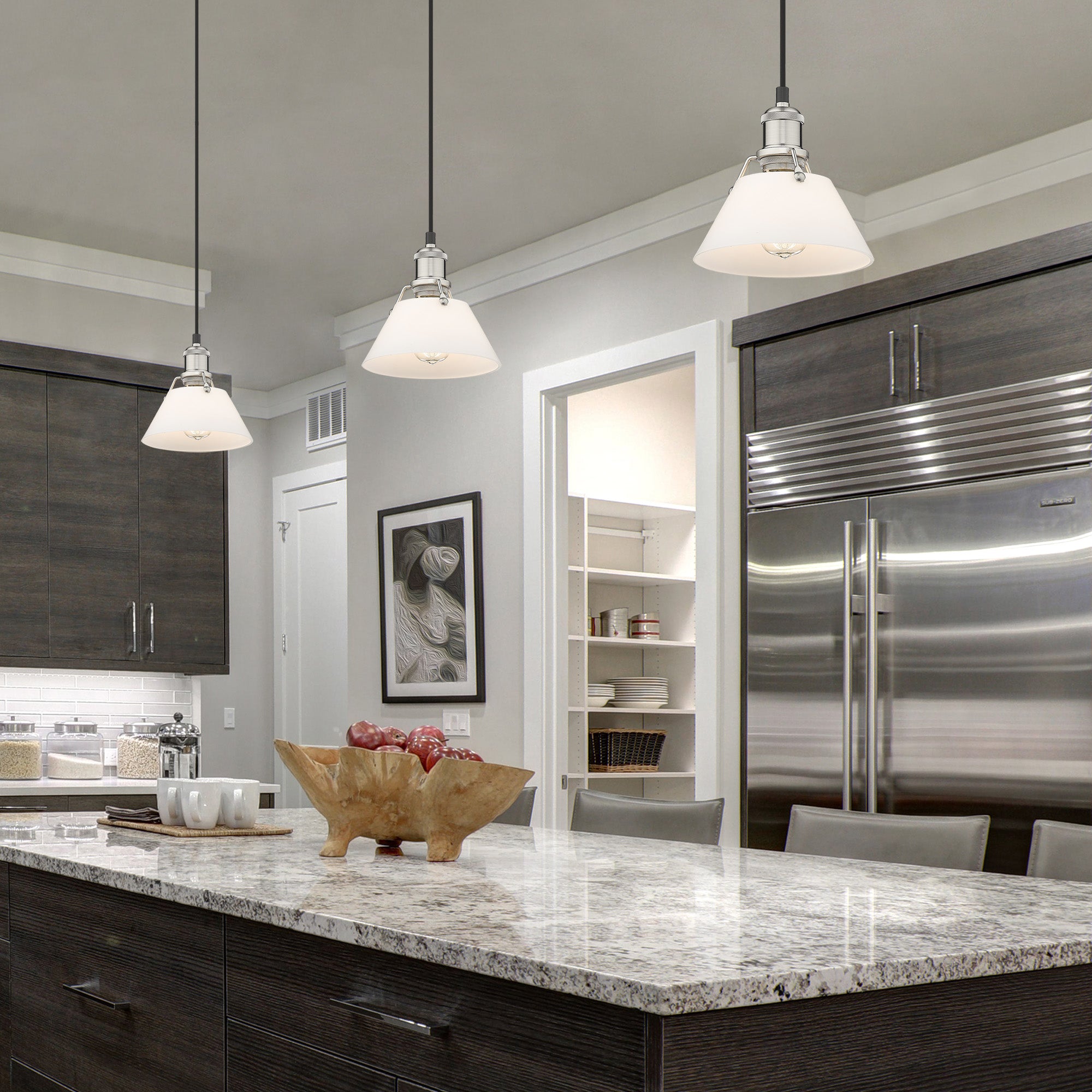 Yep by Golden Lighting Orwell 1-light 8in Pendant in Pewter and Opal Glass - - Golden Lighting