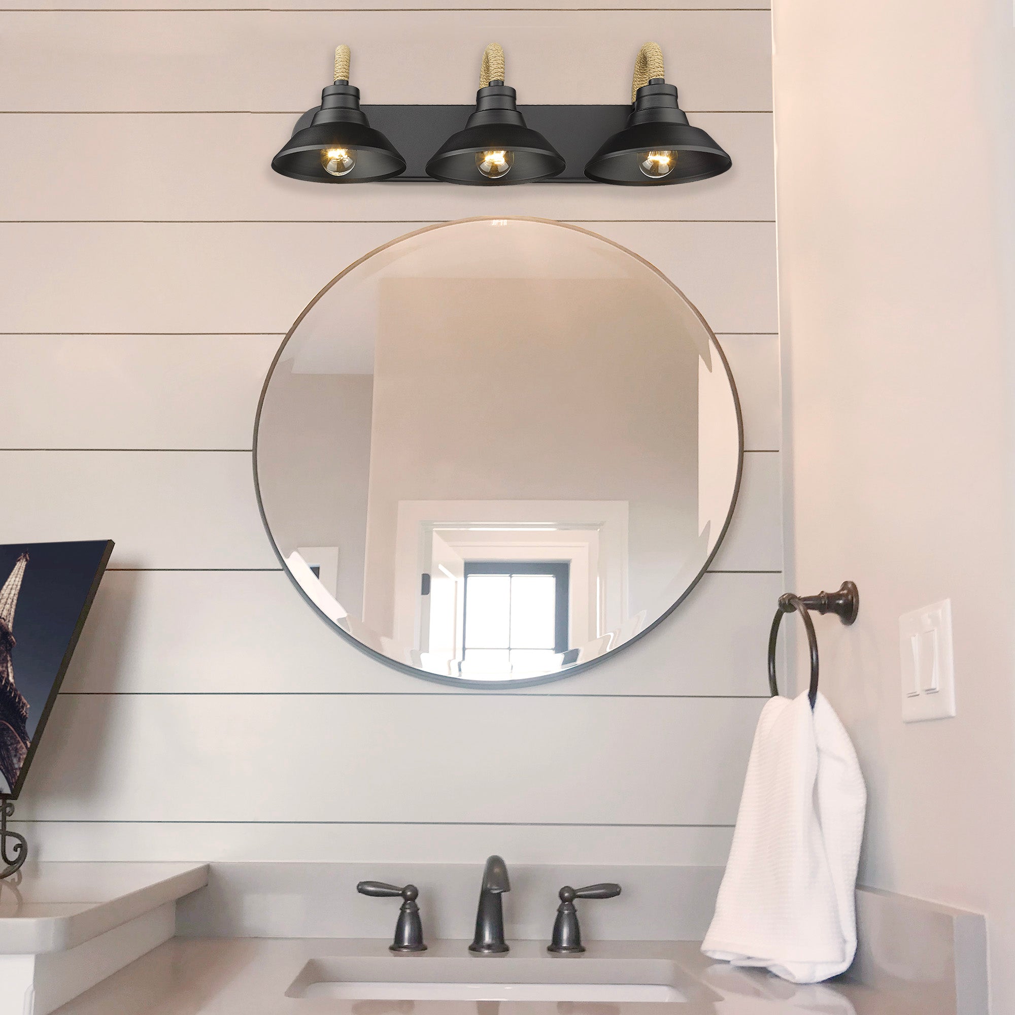 Golden Lighting Journey 3-light Vanity in Natural Black - - Golden Lighting