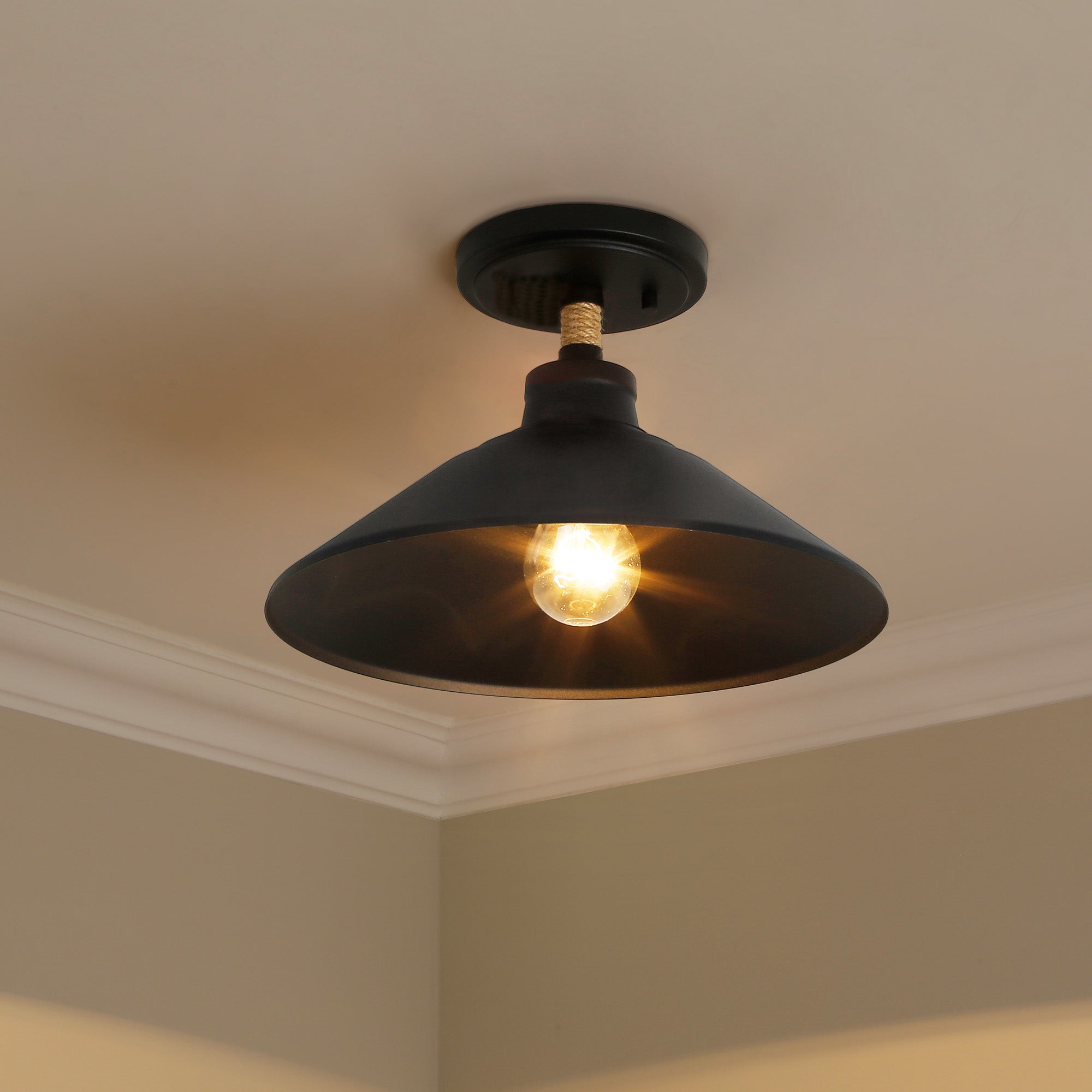 Golden Lighting Journey 1-light Semi-Flush Mount in Natural Black - - Golden Lighting