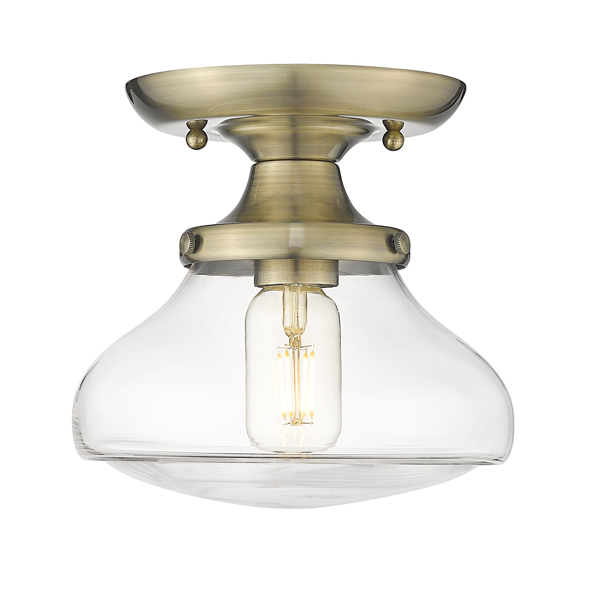 Nash 1-light Semi-Flush Mount in Aged Brass
