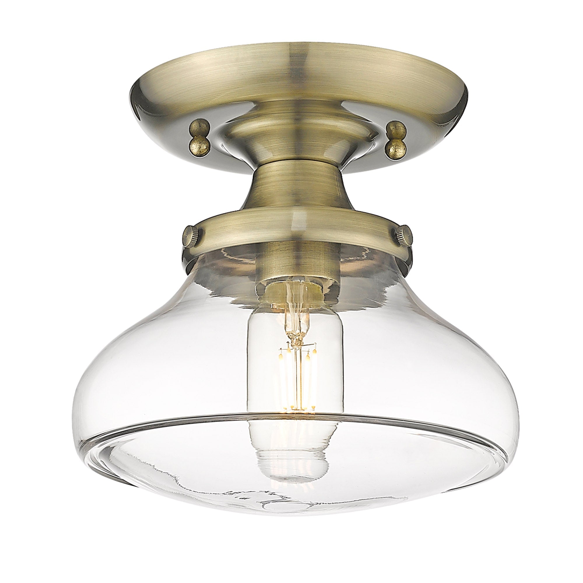 Nash 1-light Semi-Flush Mount in Aged Brass - - Golden Lighting