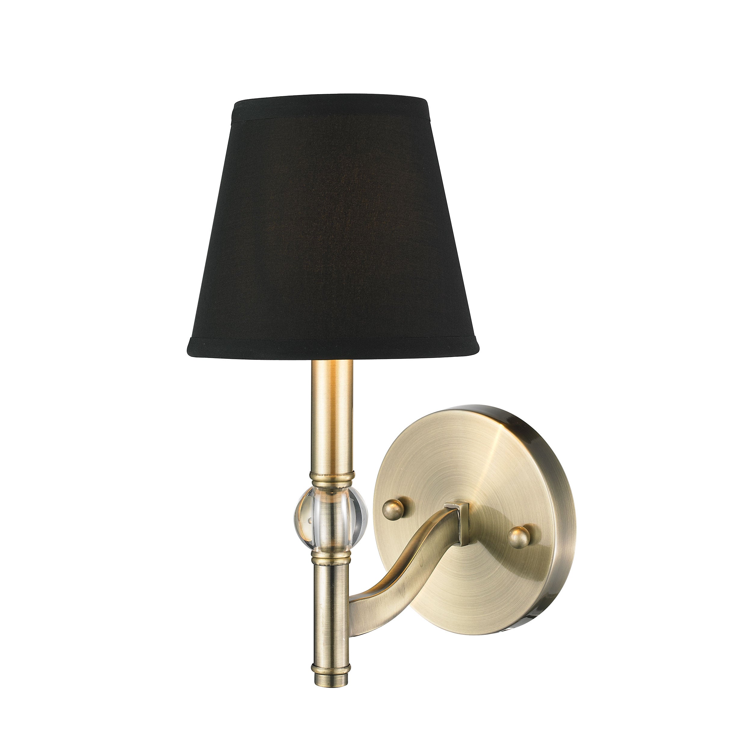 Waverly 1-light Wall Sconce in Aged Brass and Tuxedo shade
