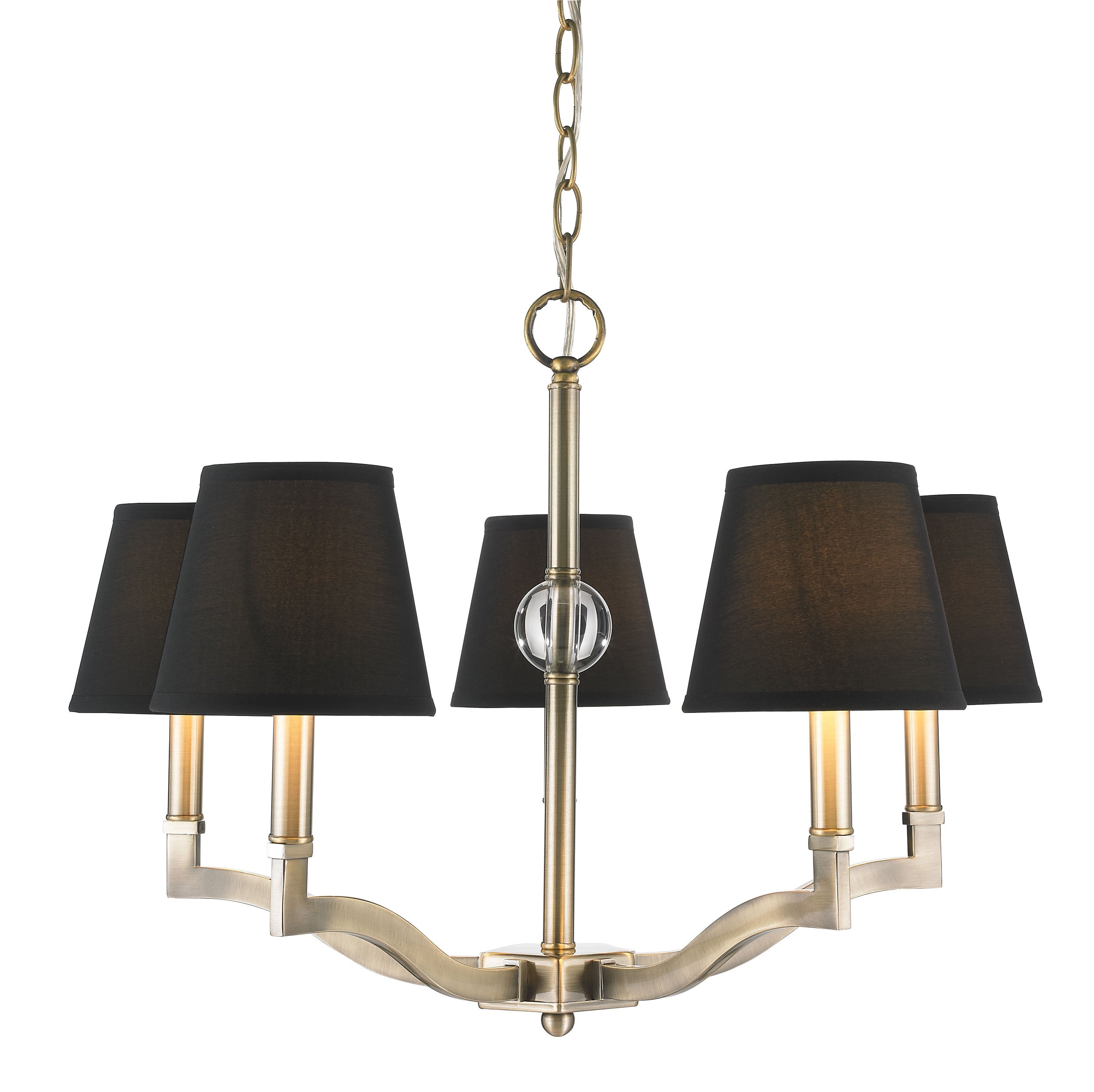 Waverly 5-light Chandelier in Aged Brass and Tuxedo Shades