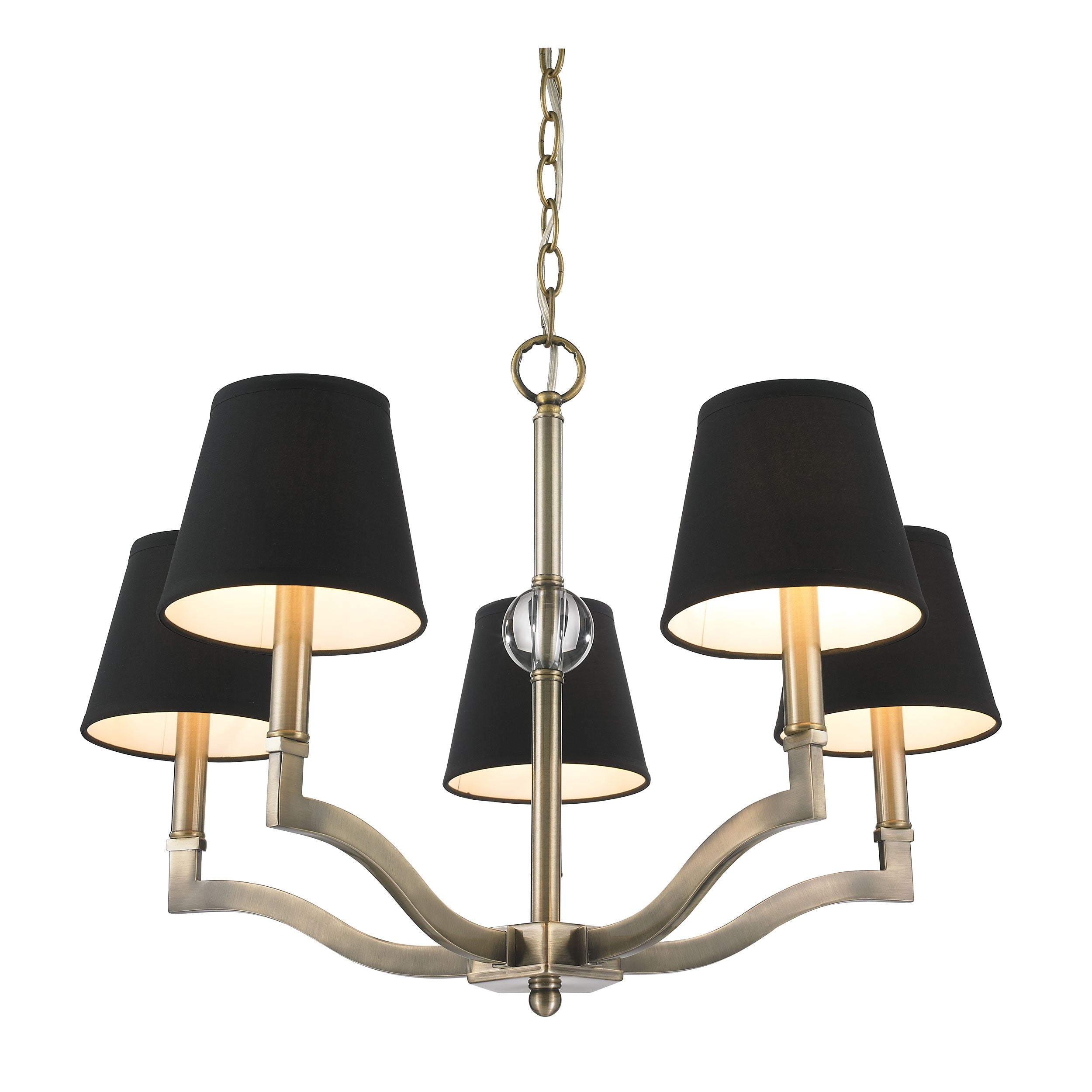 Waverly 5-light Chandelier in Aged Brass and Tuxedo Shades