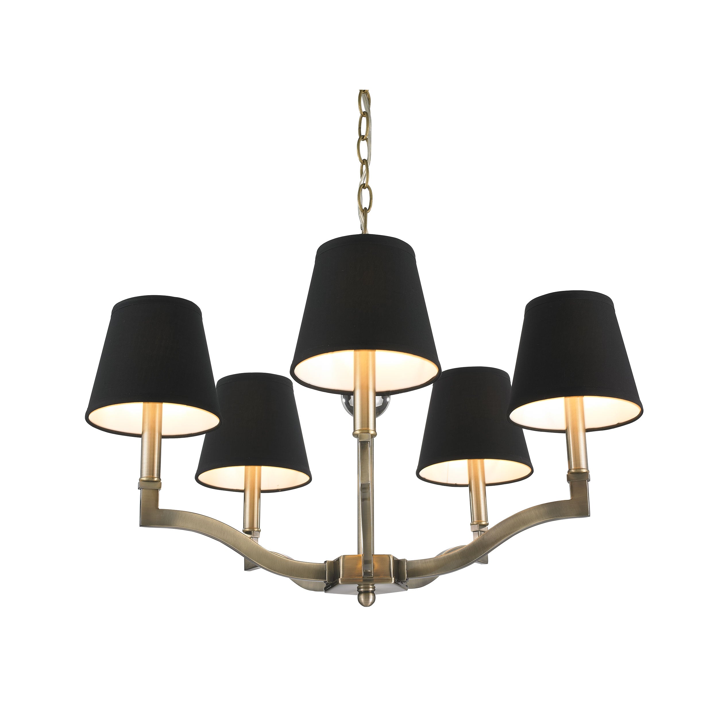 Waverly 5-light Chandelier in Aged Brass and Tuxedo Shades