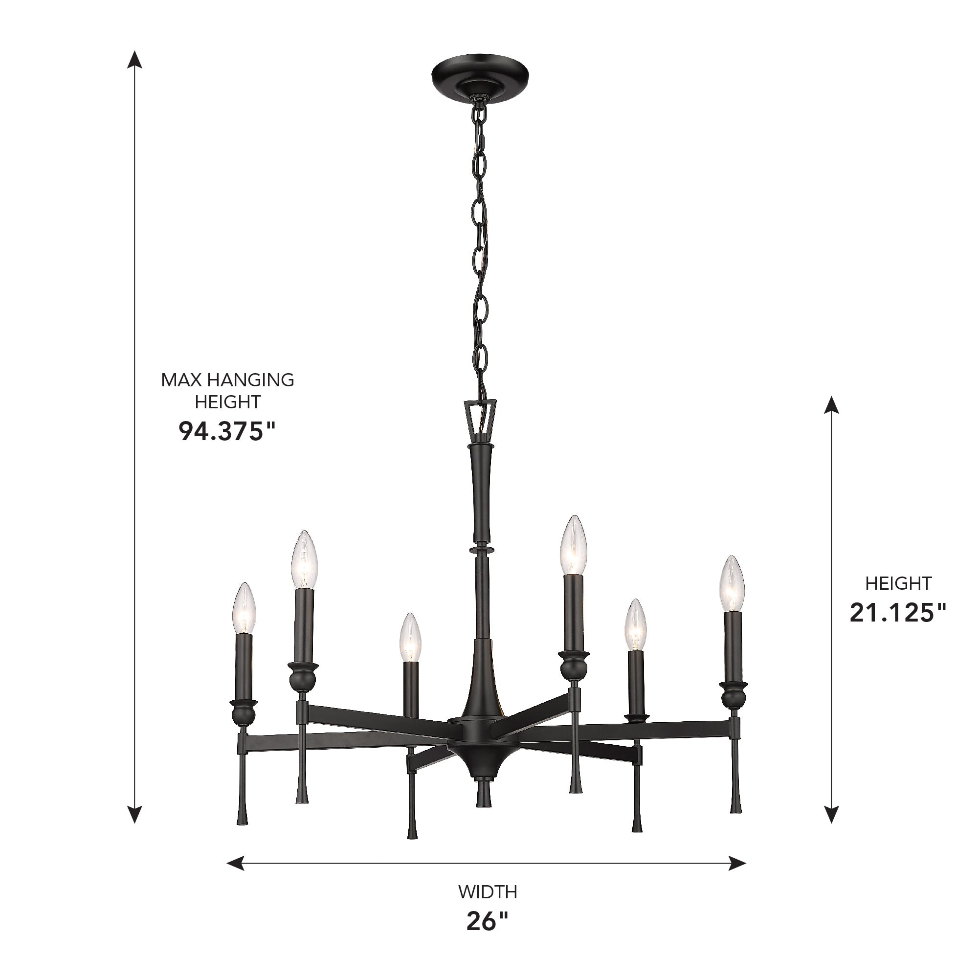Golden Lighting Landon 6-light Chandelier in Matte Black