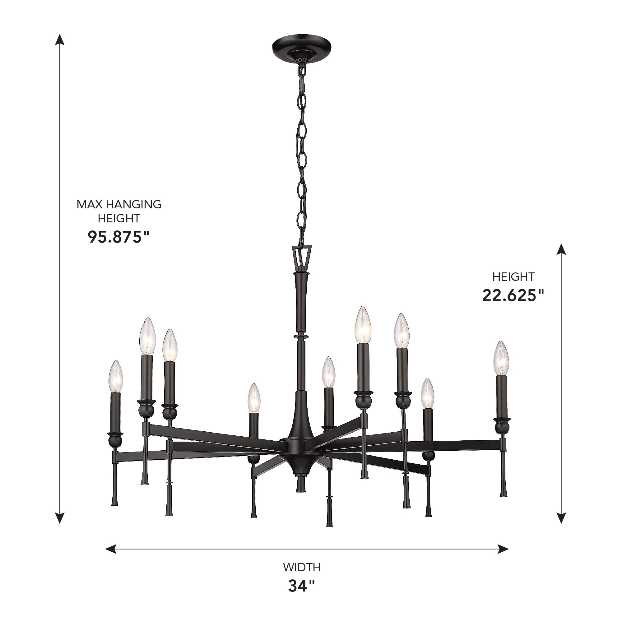 Golden Lighting Landon 9-light Chandelier in Matte Black - - Golden Lighting