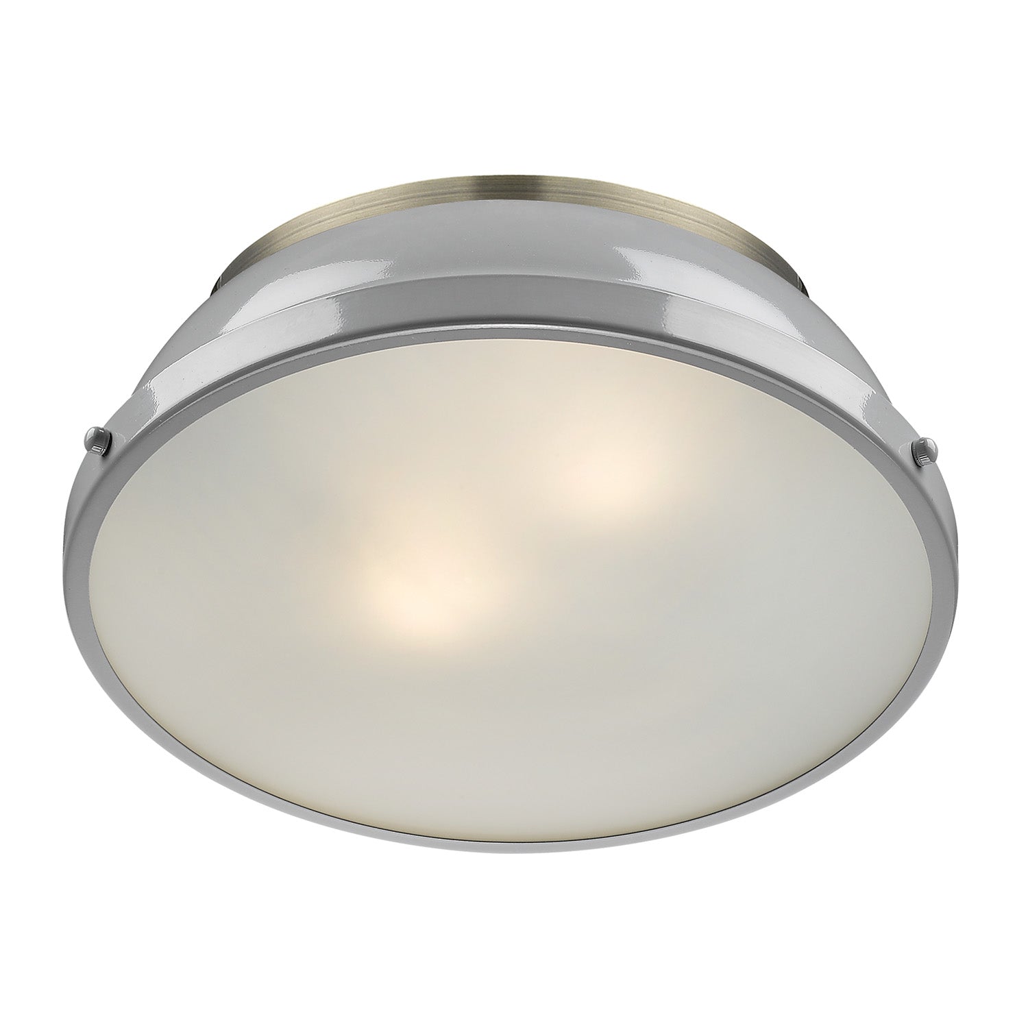Yep by Golden Lighting Duncan 2-light Flush Mount in Aged Brass and Gray shade - - Golden Lighting