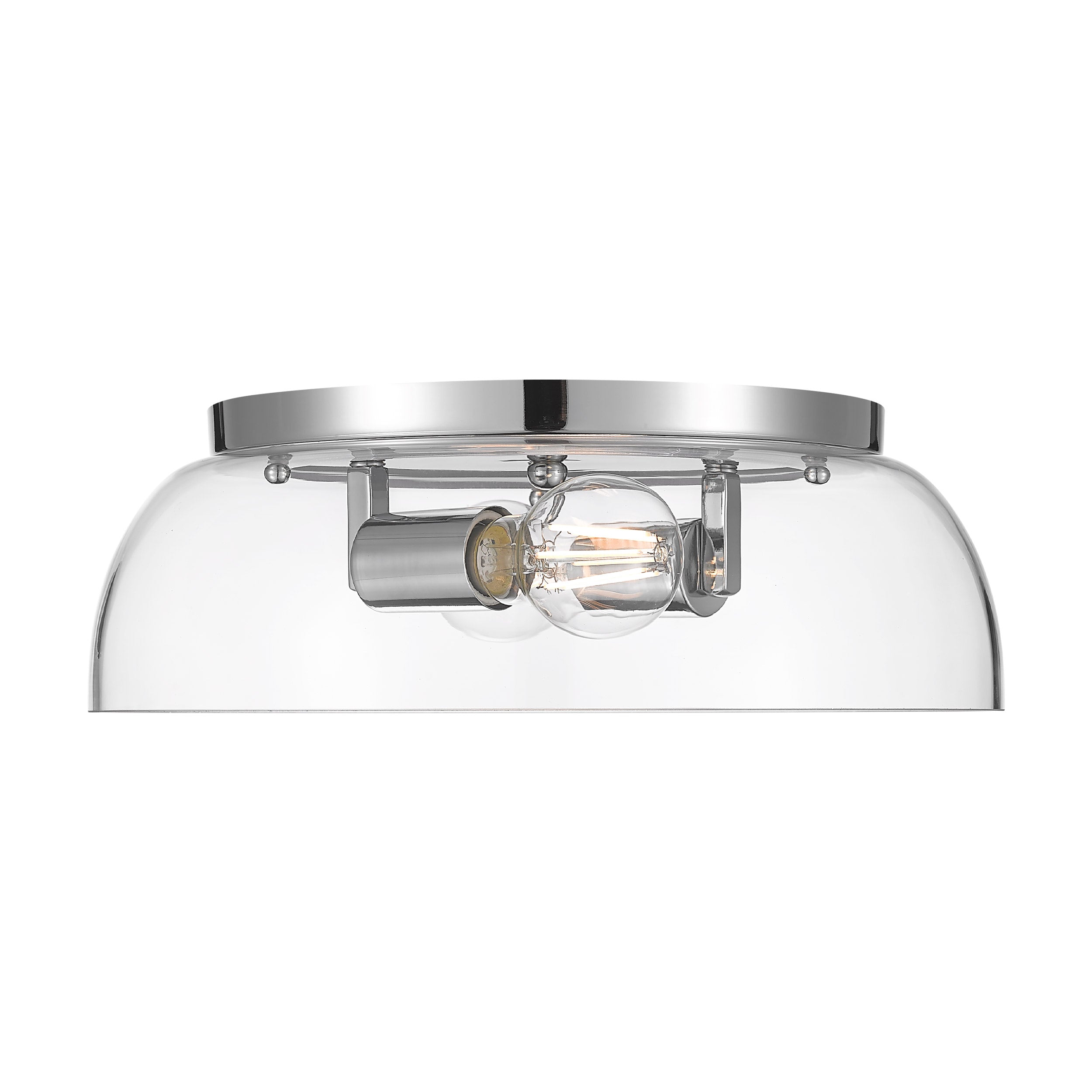 Yep by Golden Lighting Duncan 2-light Flush Mount in Chrome and Clear Glass - - Golden Lighting