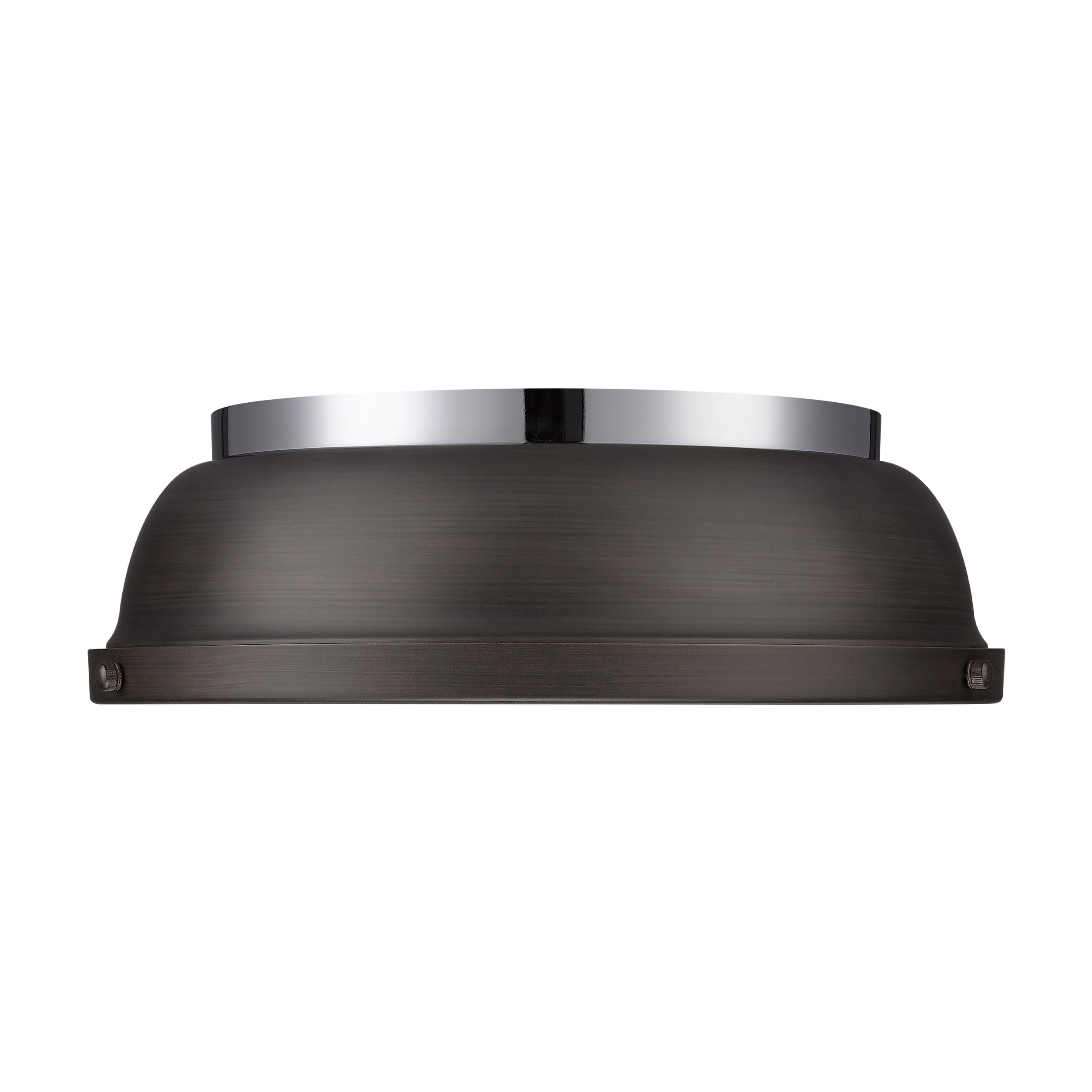 Yep by Golden Lighting Duncan 2-light Flush Mount in Chrome and Rubbed Bronze shade - - Golden Lighting