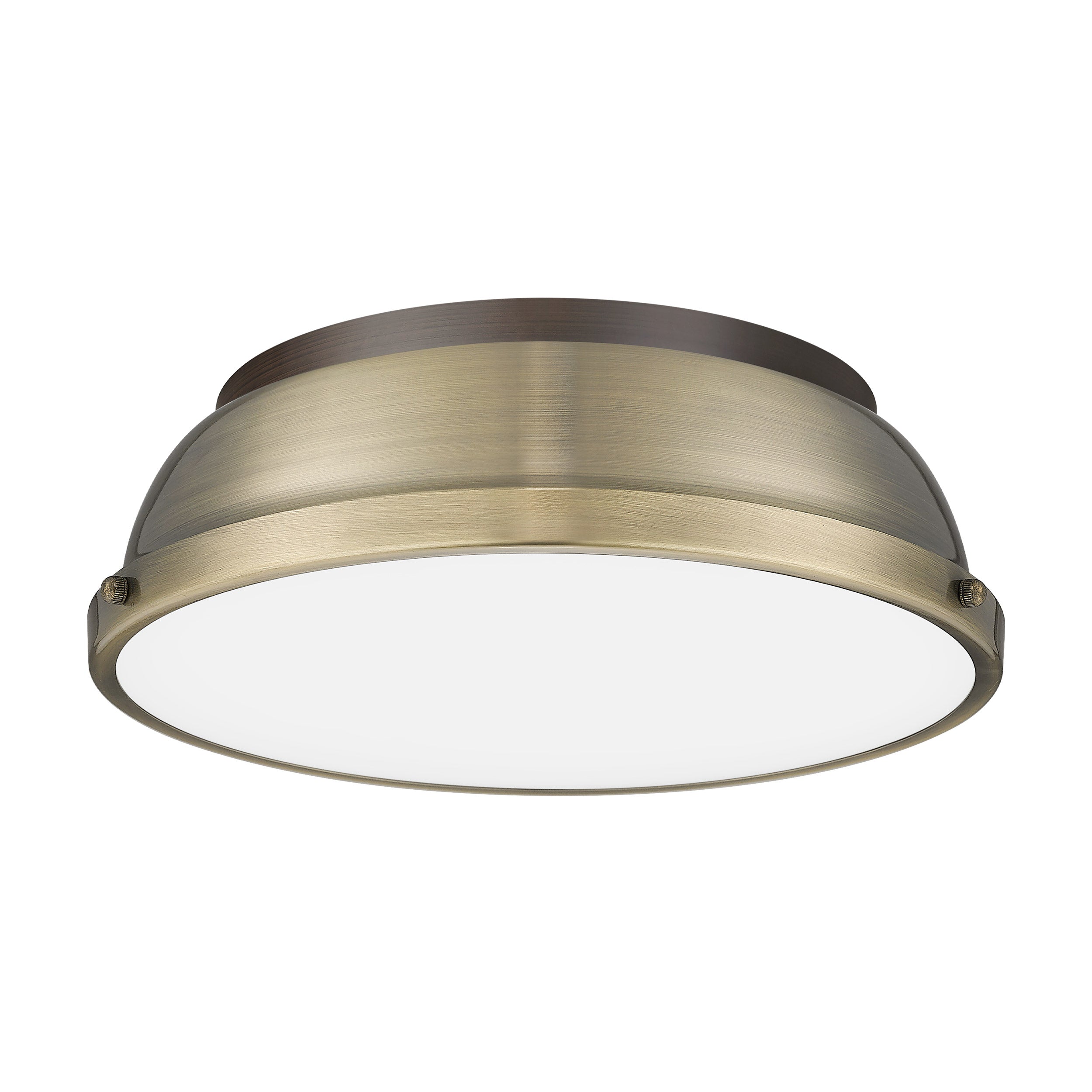 Yep by Golden Lighting Duncan 2-light Flush Mount in Rubbed Bronze and Aged Brass shade - - Golden Lighting