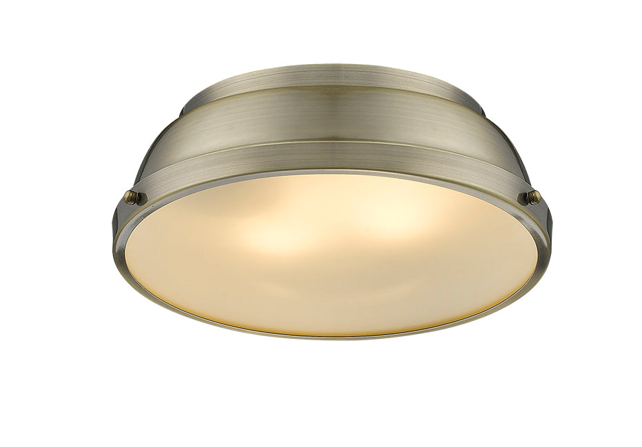 Yep by Golden Lighting Duncan 2-light Flush Mount in Aged Brass - - Golden Lighting