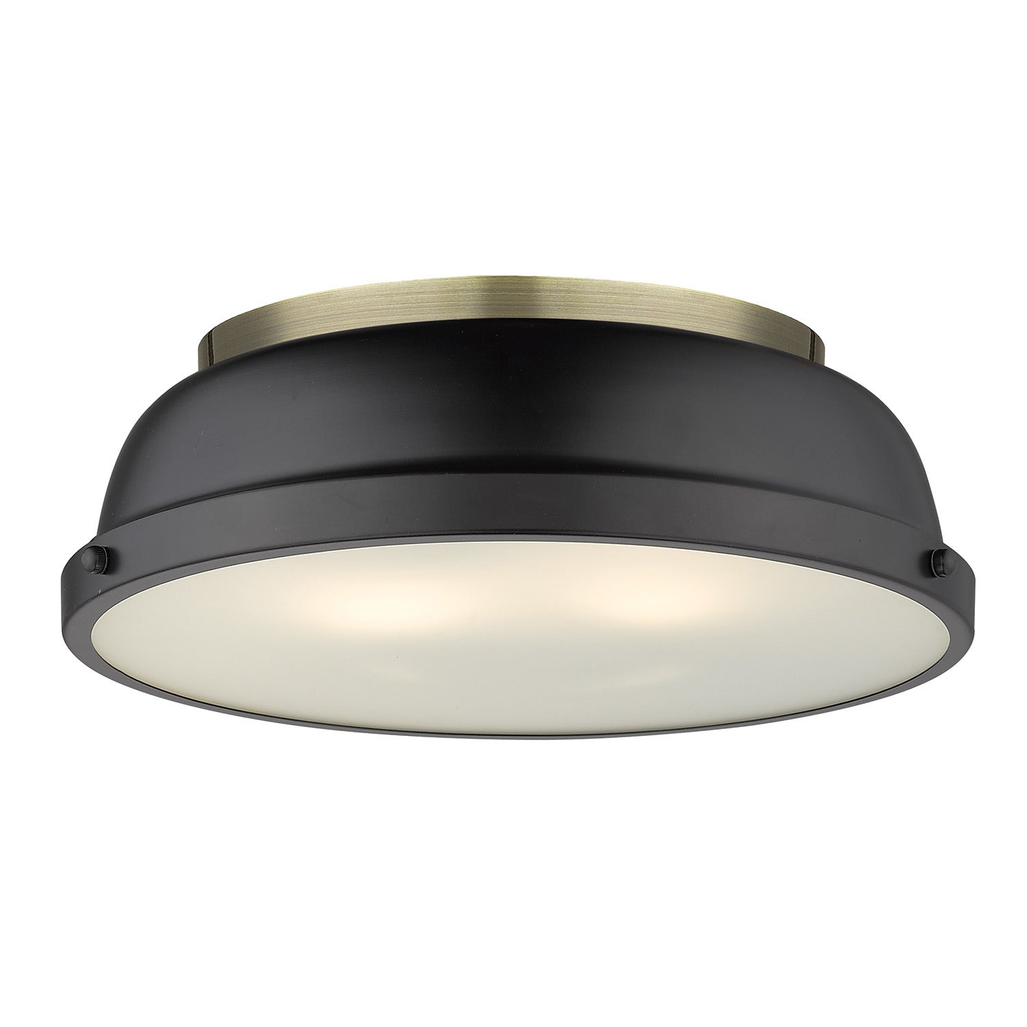 Yep by Golden Lighting Duncan 2-light Flush Mount in Aged Brass and Matte Black shade - - Golden Lighting