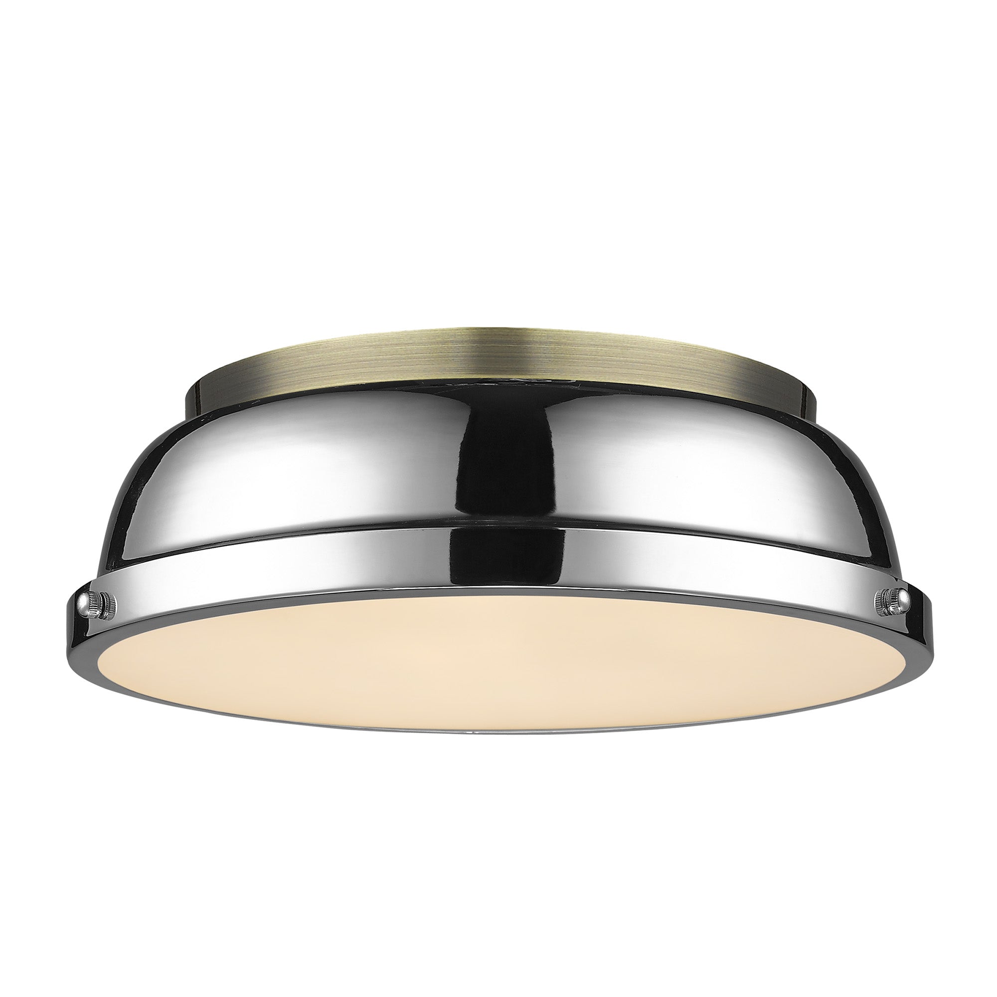 Yep by Golden Lighting Duncan 2-light Flush Mount in Aged Brass and Chrome shade - - Golden Lighting
