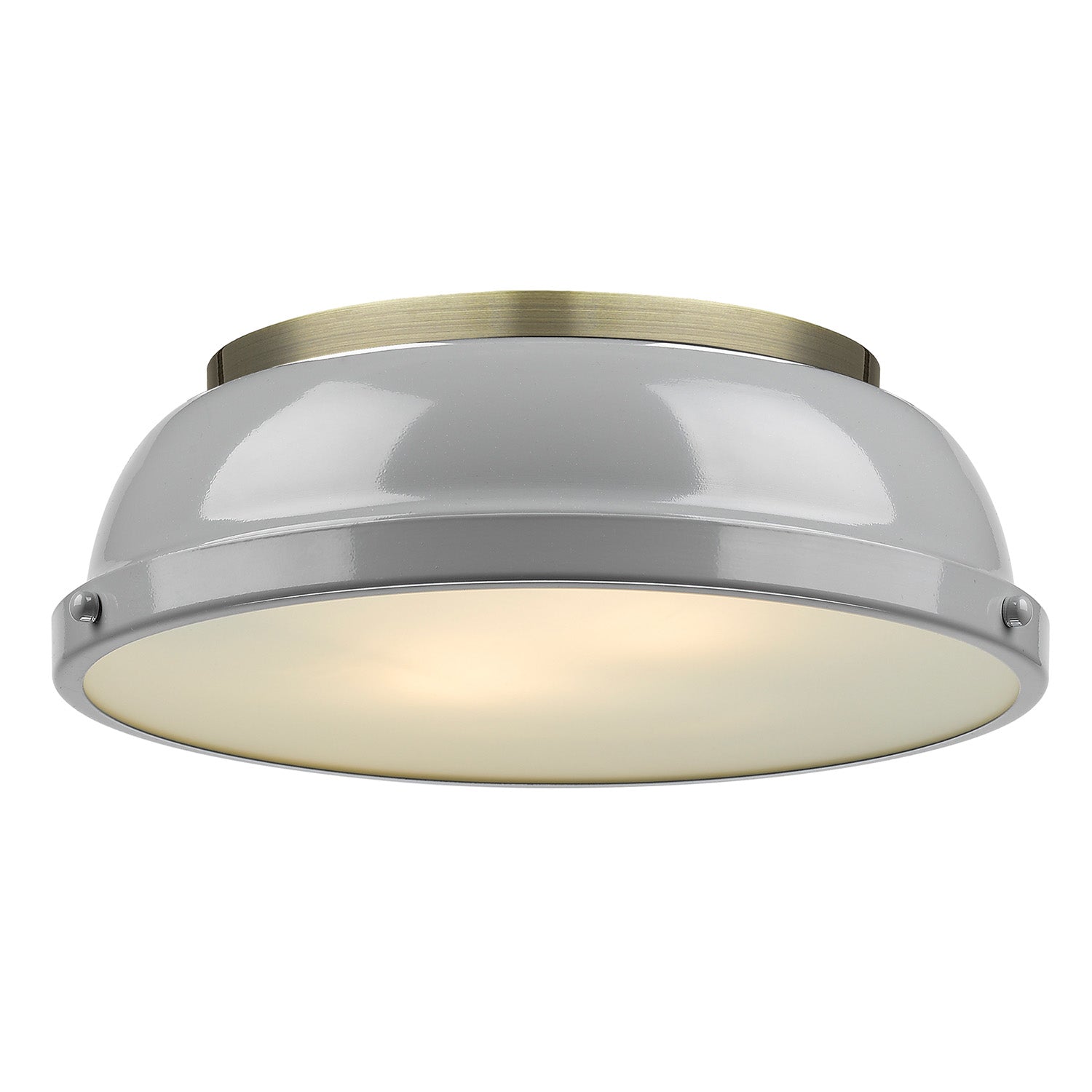 Yep by Golden Lighting Duncan 2-light Flush Mount in Aged Brass and Gray shade - - Golden Lighting