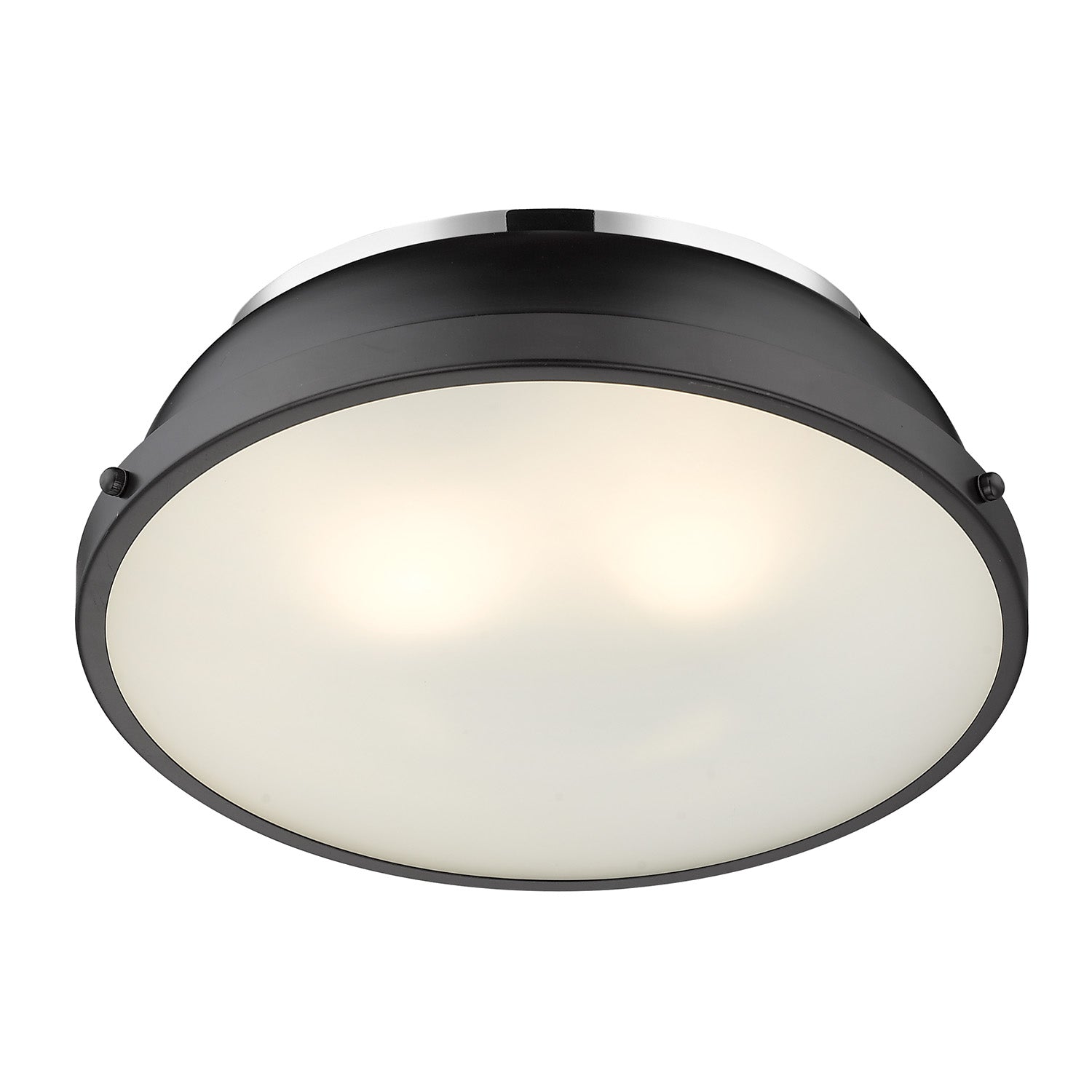 Yep by Golden Lighting Duncan 2-light Flush Mount in Chrome and Matte Black shade - - Golden Lighting