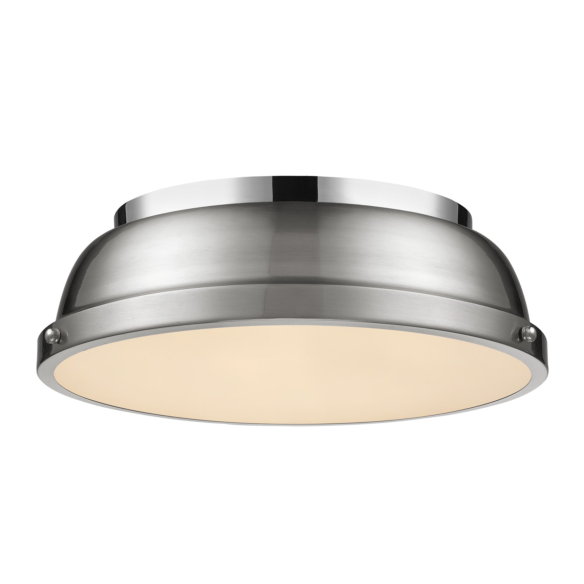 Yep by Golden Lighting Duncan 2-light Flush Mount in Chrome and Pewter shade - - Golden Lighting