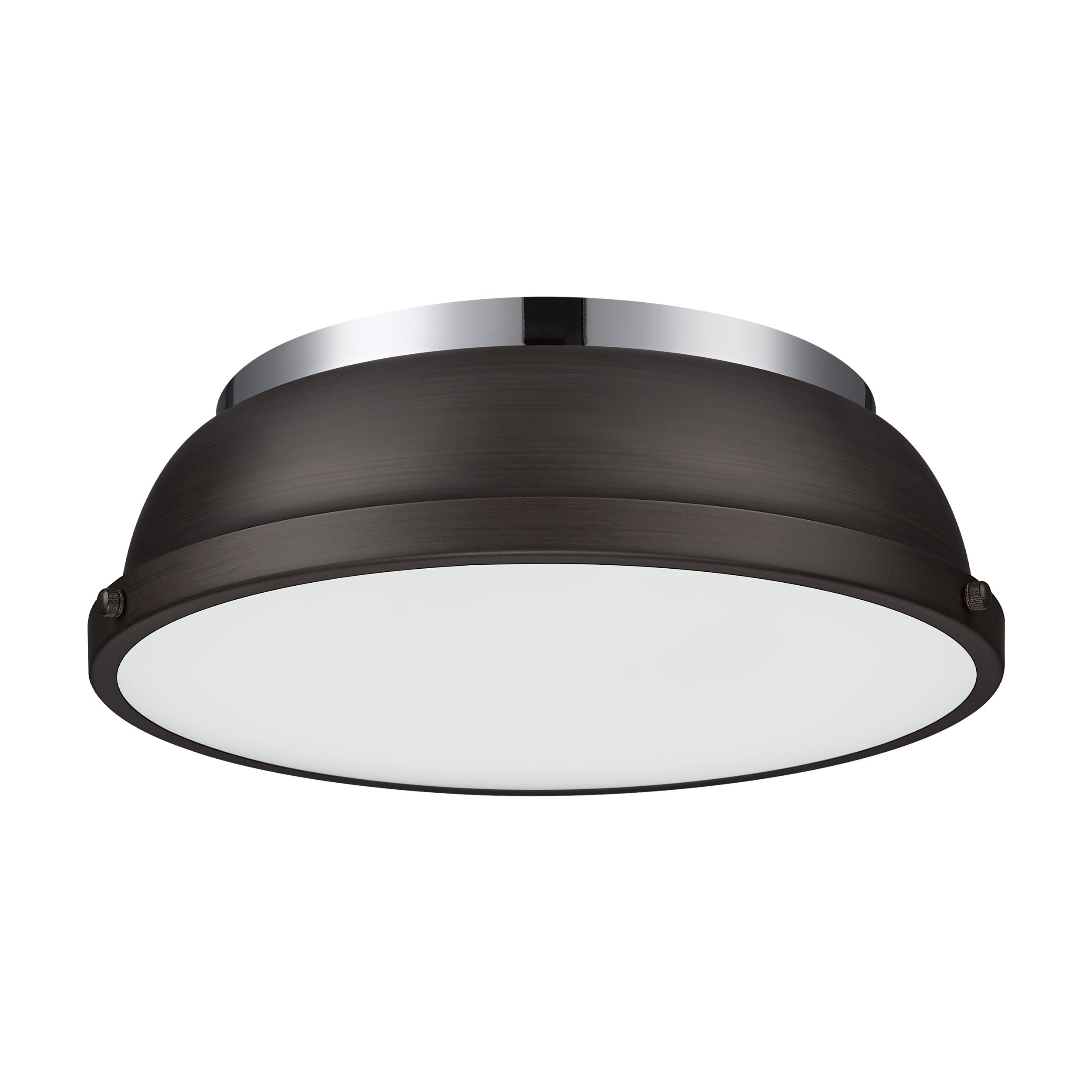 Yep by Golden Lighting Duncan 2-light Flush Mount in Chrome and Rubbed Bronze shade - - Golden Lighting