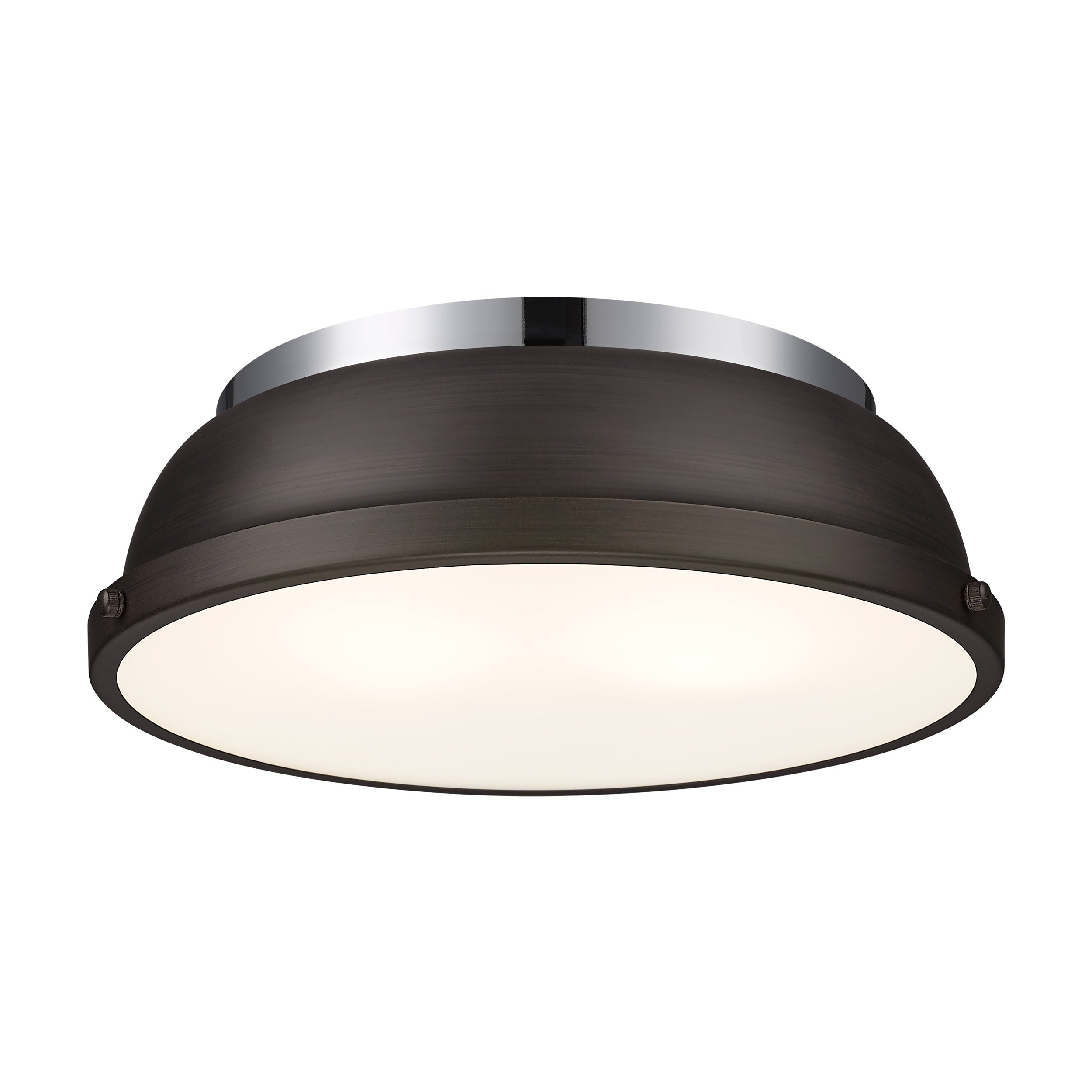 Yep by Golden Lighting Duncan 2-light Flush Mount in Chrome and Rubbed Bronze shade - - Golden Lighting