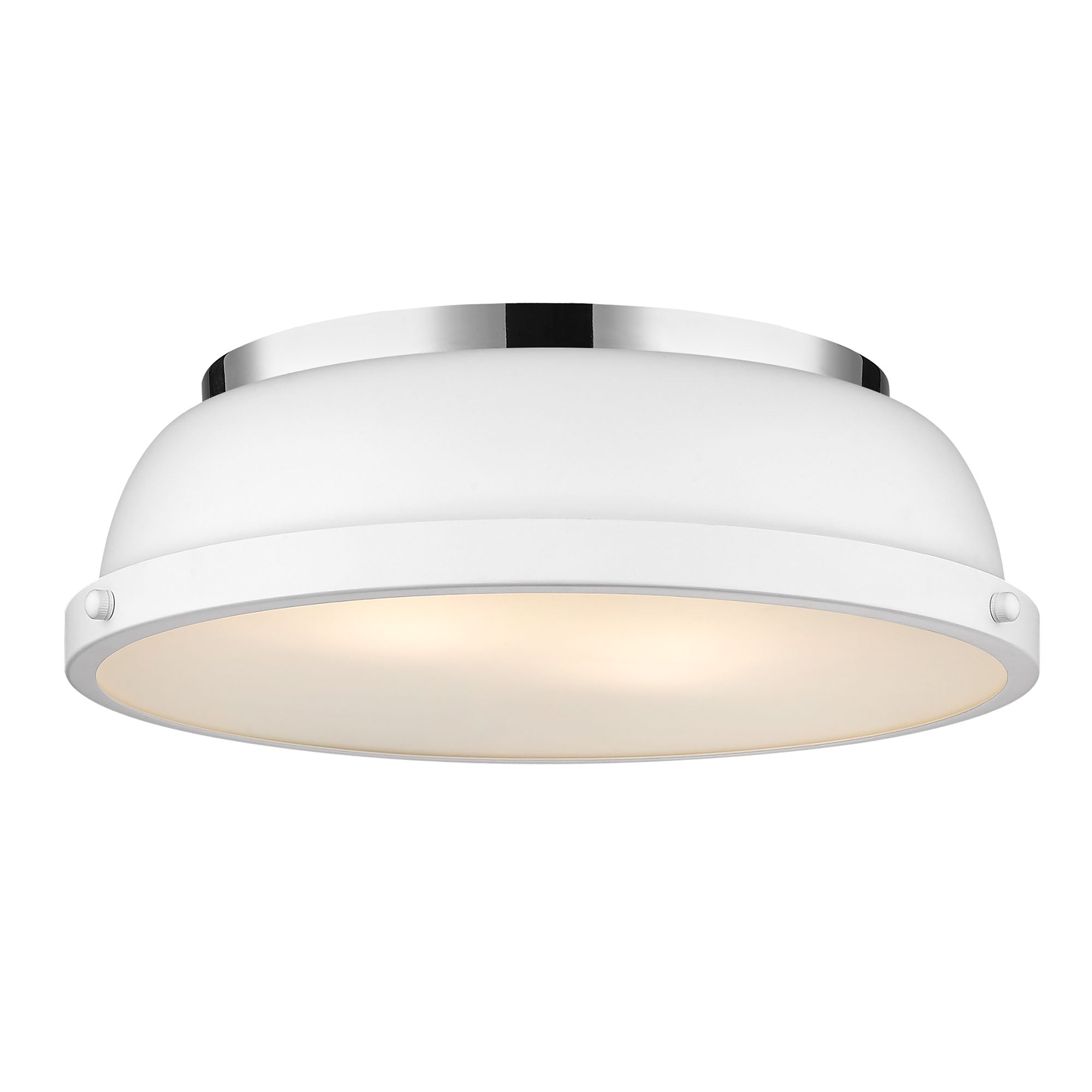 Yep by Golden Lighting Duncan 2-light Flush Mount in Chrome and Matte White shade - - Golden Lighting